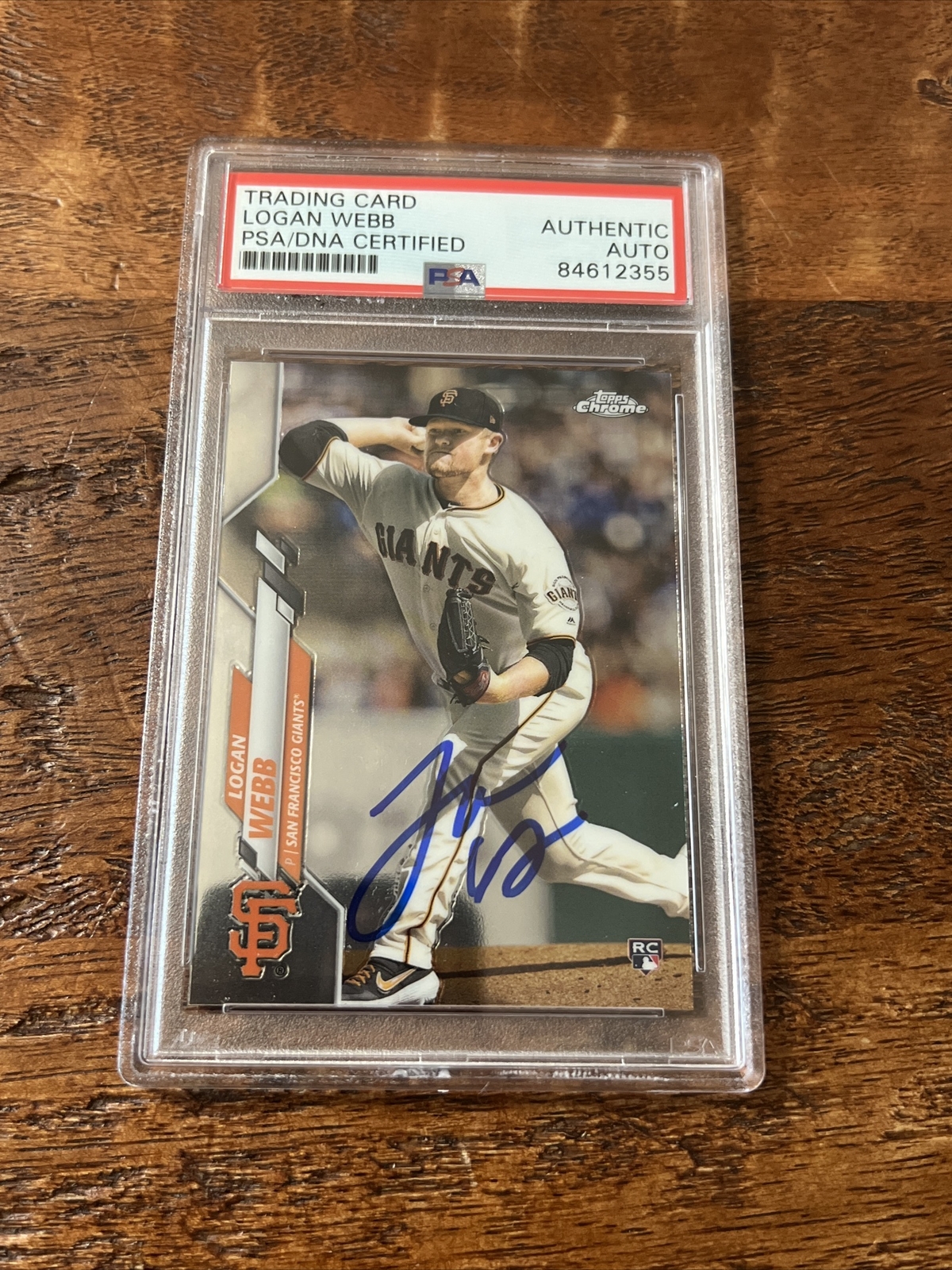 Logan Webb Signed Topps Chrome Rookie Card Psa Dna Coa Slab Giants Autographed