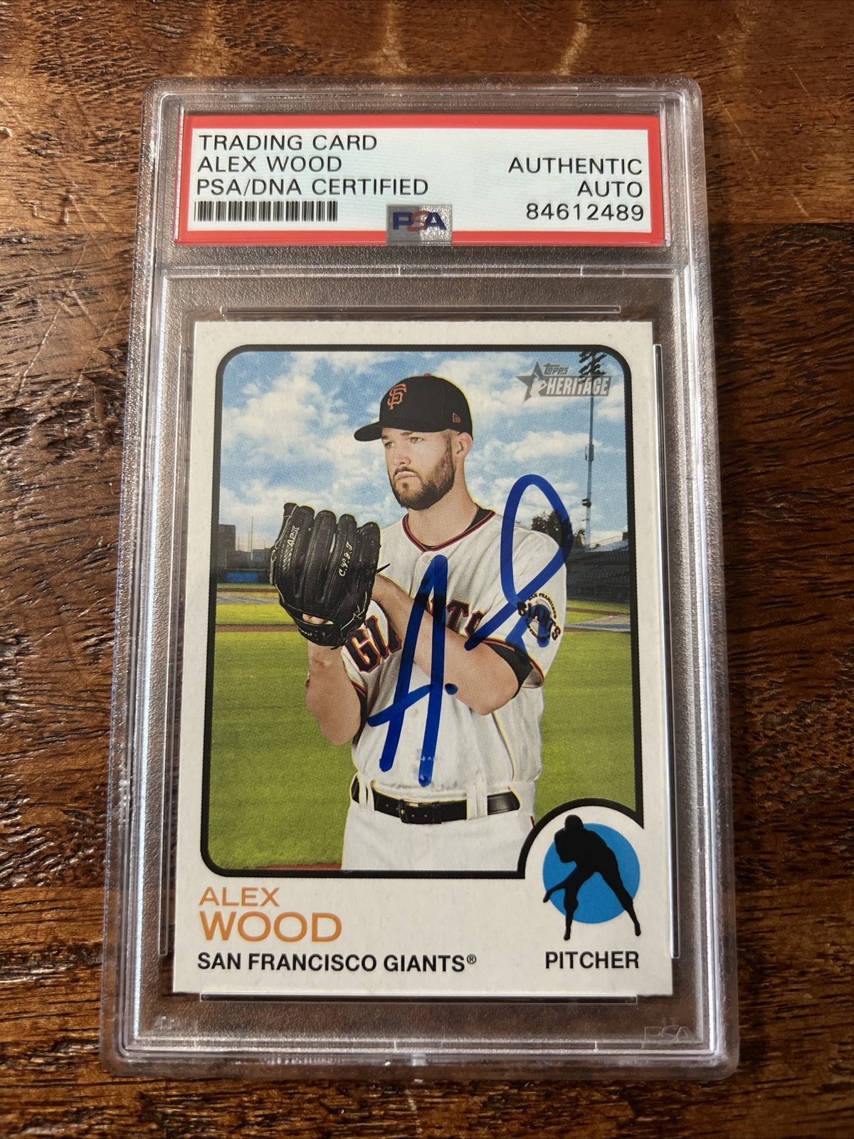 Alex Wood Signed Topps Heritage Card Psa Dna Coa Slab Autographed Giants