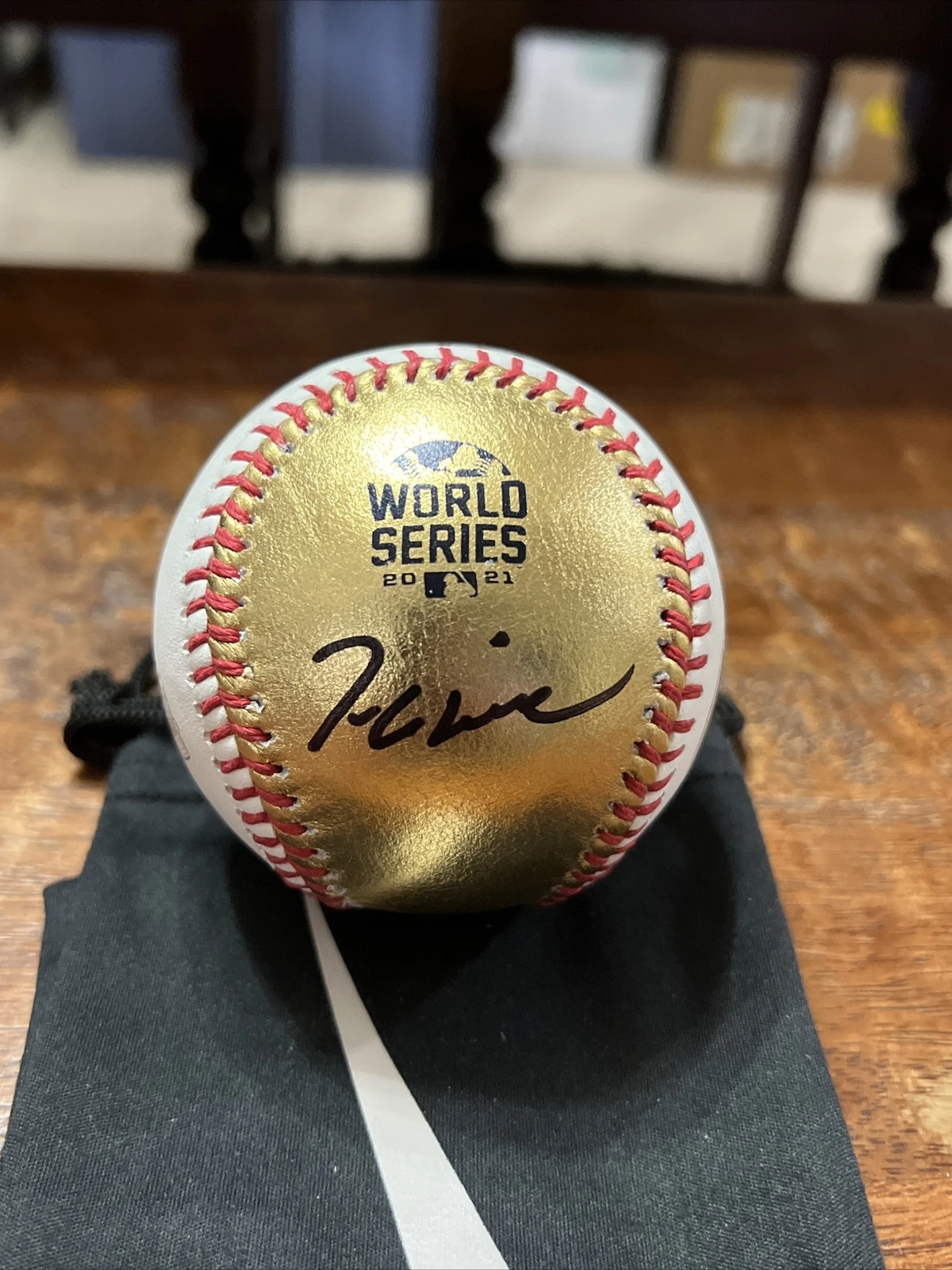 Tom Glavine Signed Gold 2021 World Series Baseball PSA DNA Coa Atlanta Braves