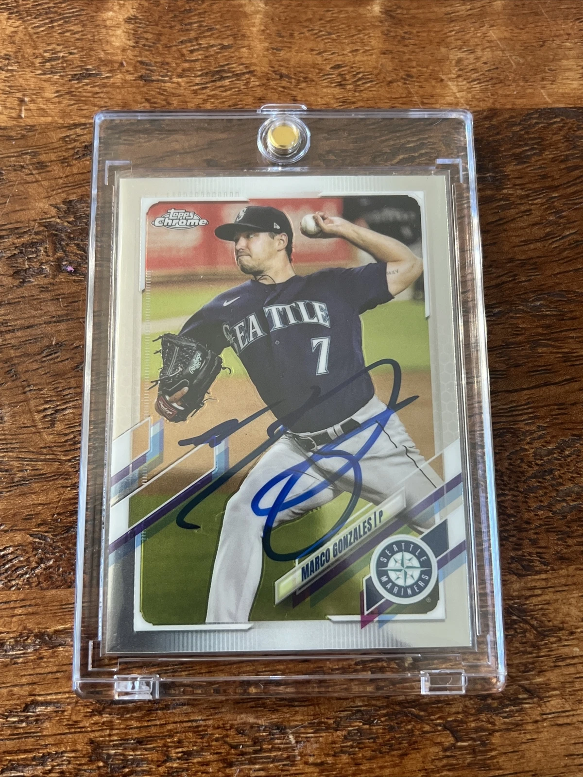 Marco Gonzales IP Signed Topps Chrome Card Psa Dna Coa Mariners Autographed