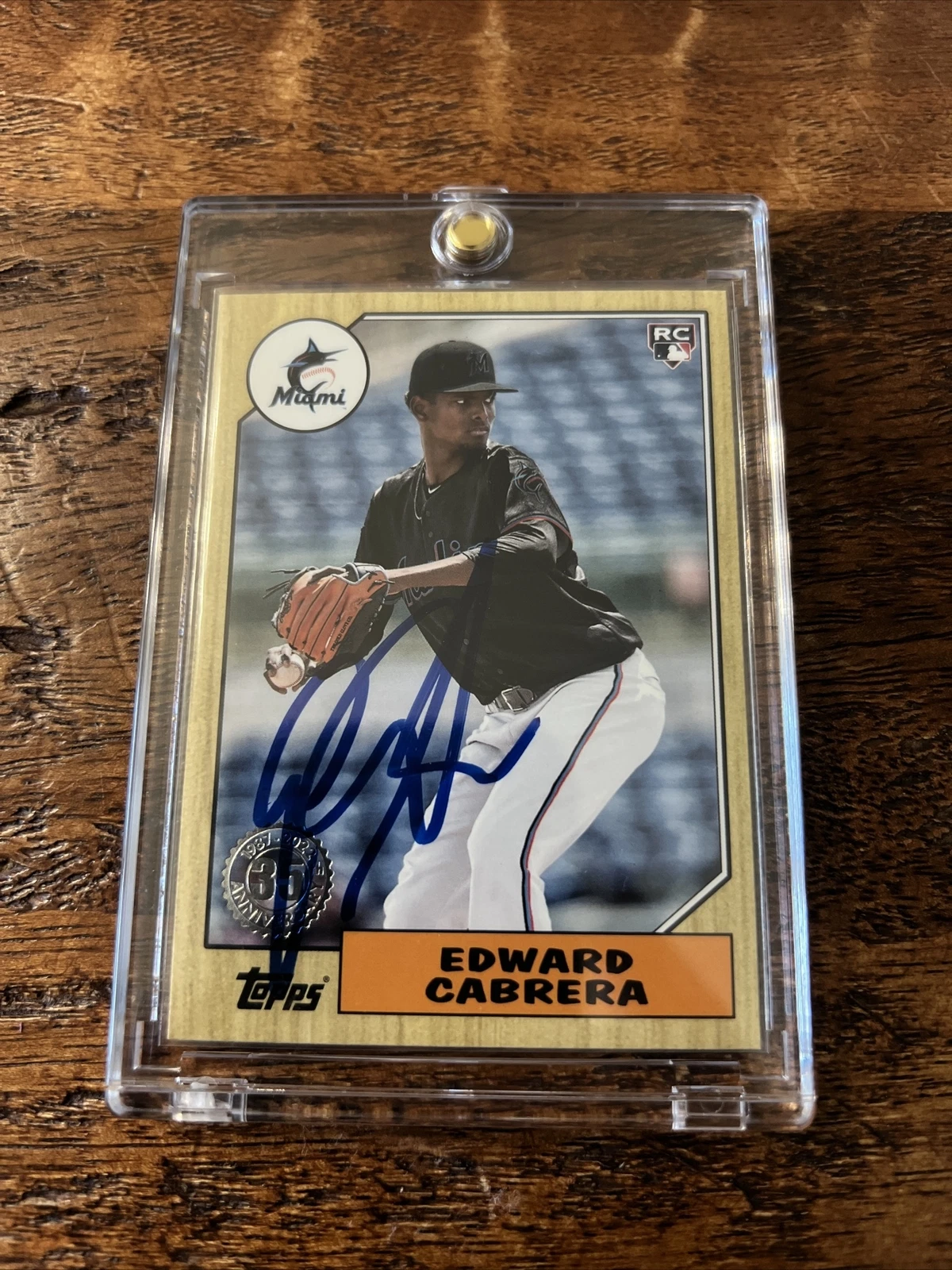 Edward Cabrera IP Signed Topps Rookie Card Psa Dna Coa Marlins Autographed