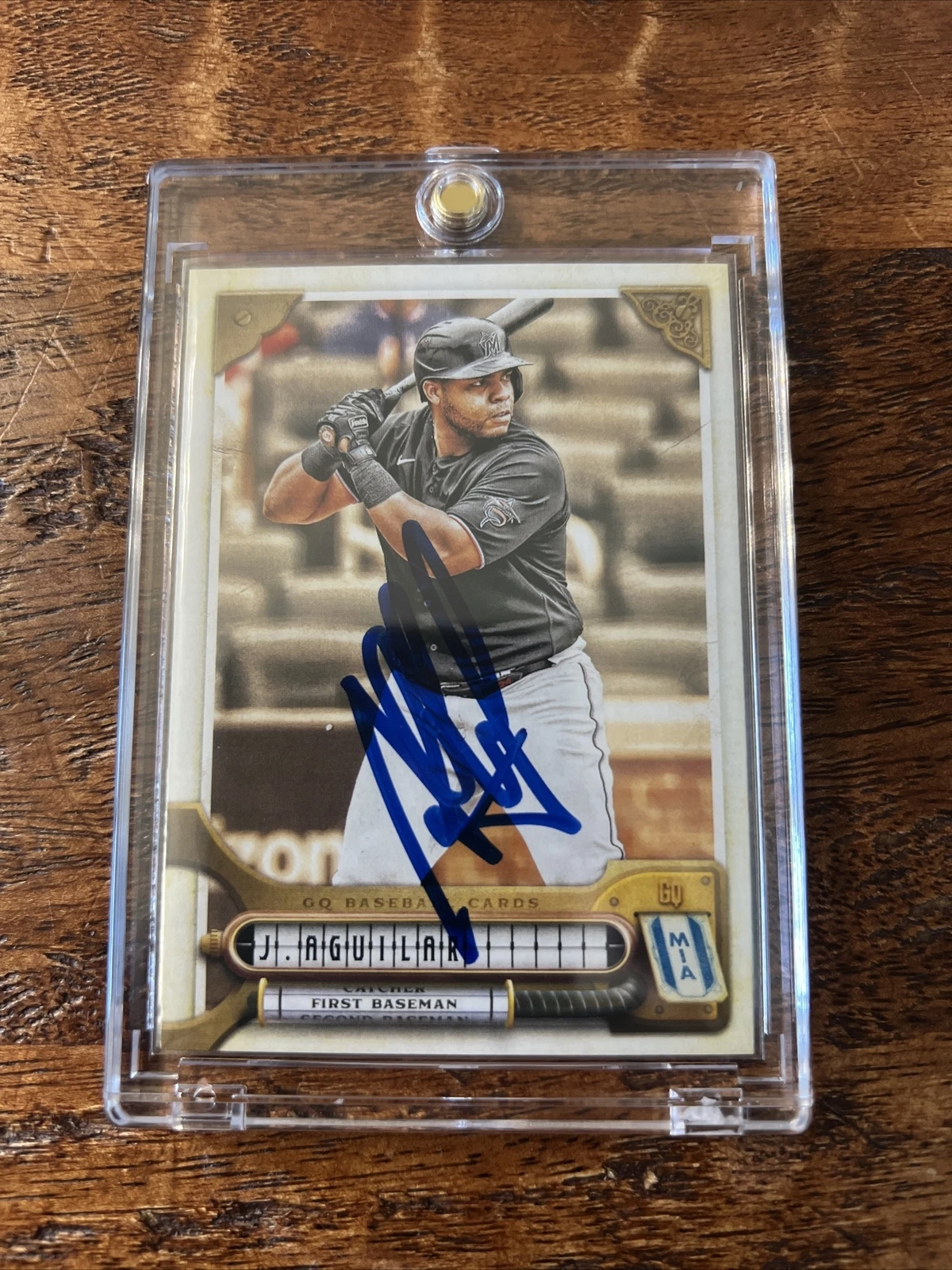 Jesus Aguilar IP Signed Gypsy Queen Card Psa Dna Coa Marlins Autographed