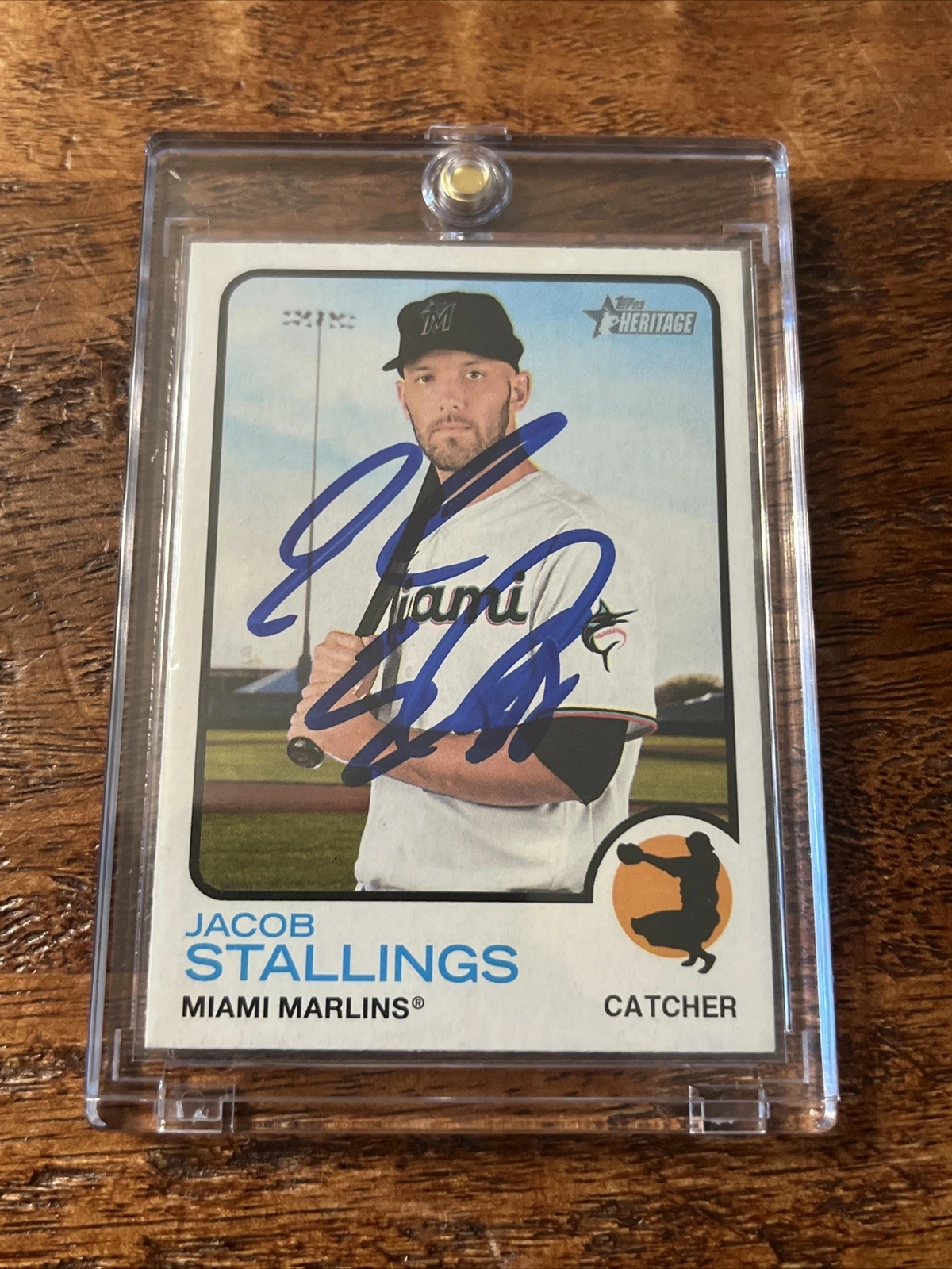Jacob Stallings IP Signed Topps Heritage Card Psa Dna Coa Marlins Autographed