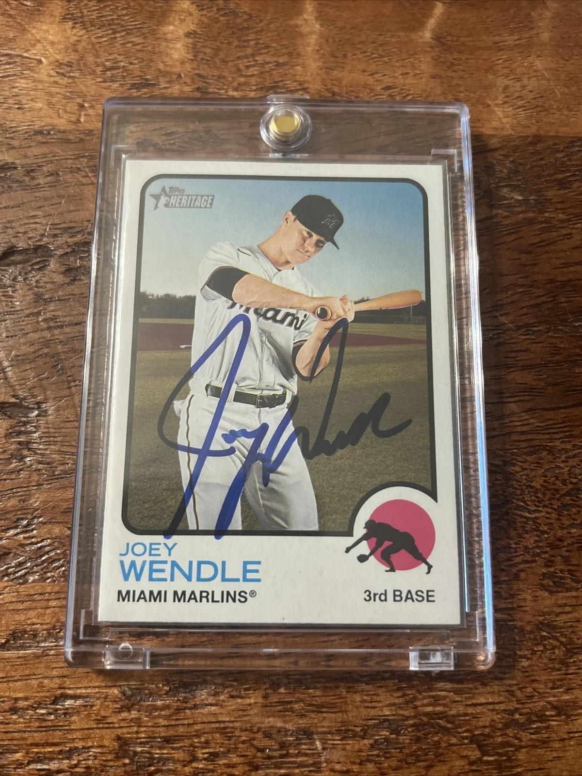 Joey Wendle Signed Topps Heritage Card Psa Dna Coa Autographed Marlins
