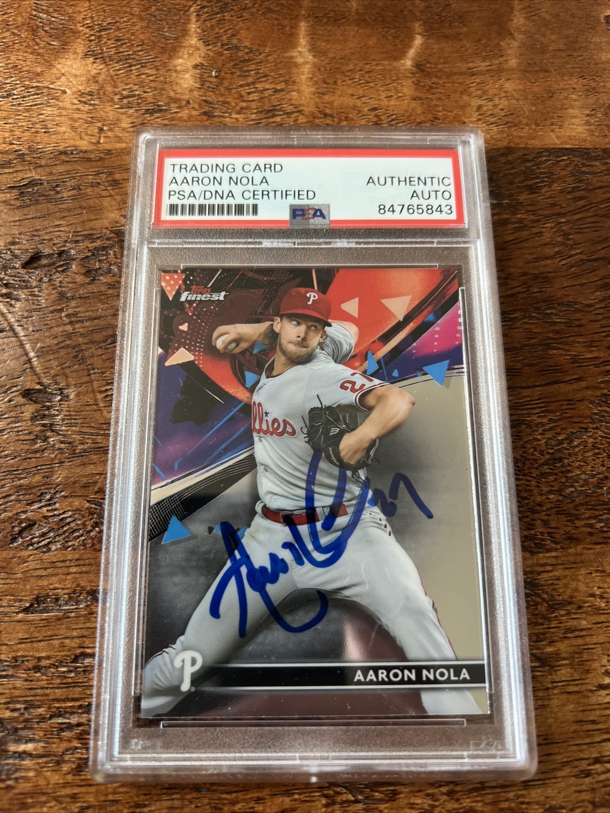 Aaron Nola IP Signed Topps Finest Card PSA DNA Coa Slab Phillies Autographed