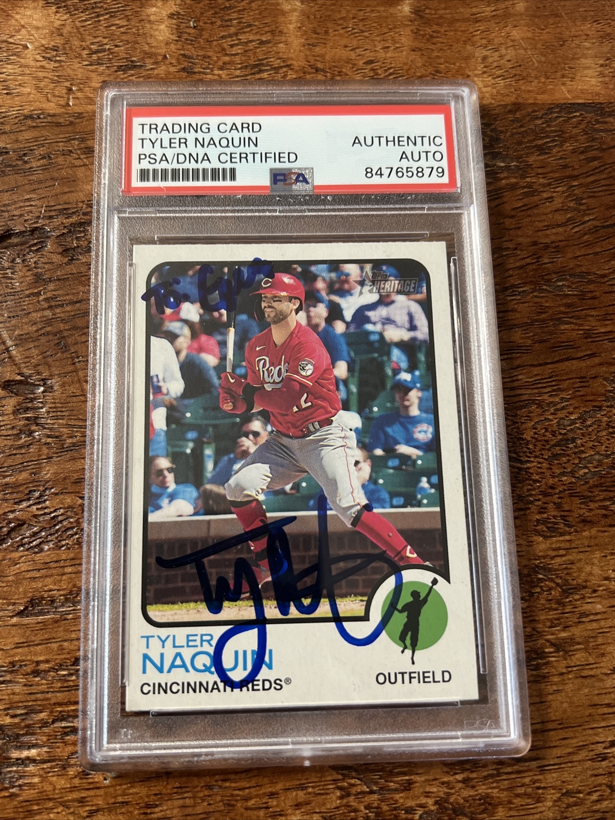 Tyler Naquin IP Signed Topps Heritage Card PSA DNA Coa Slab Reds Autographed