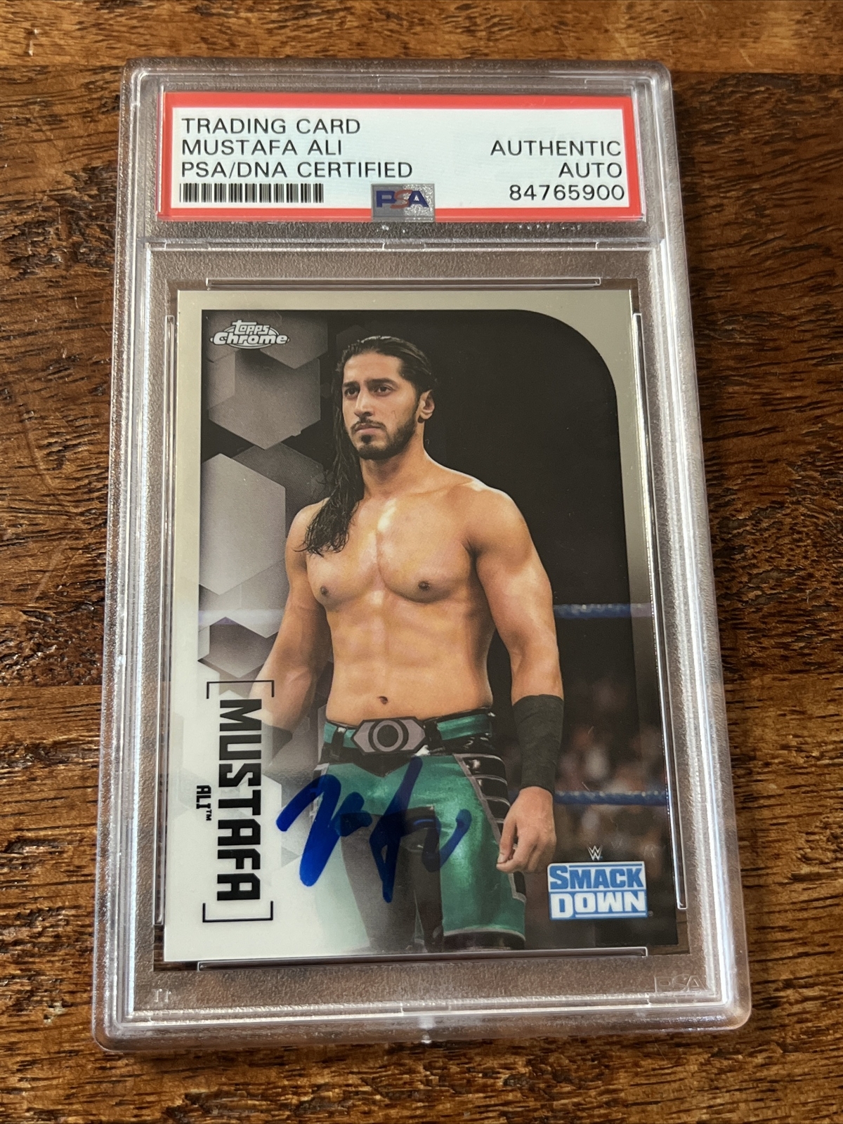 Mustafa Ali IP Signed Topps Chrome Card Psa Dna Coa Slabbed Autographed WWE