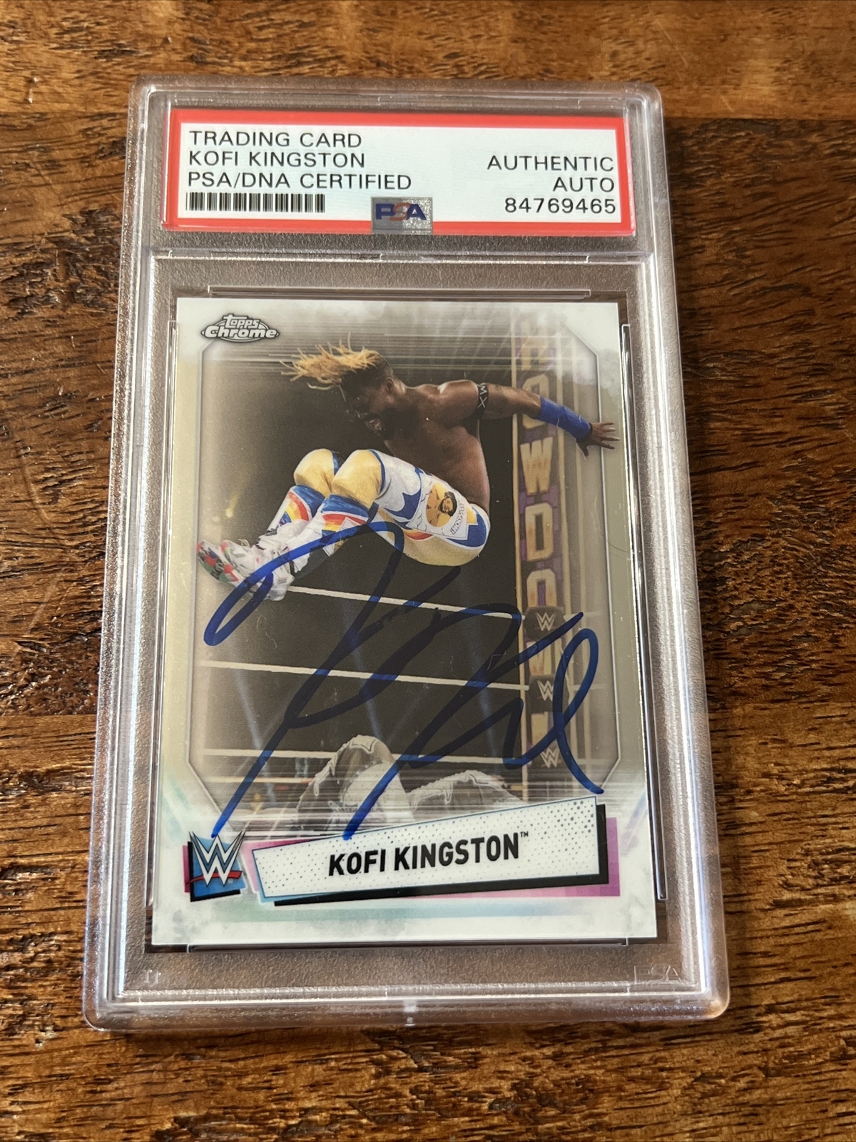 Kofi Kingston IP Signed Topps Chrome Card Psa Dna Coa Slabbed Autographed WWE