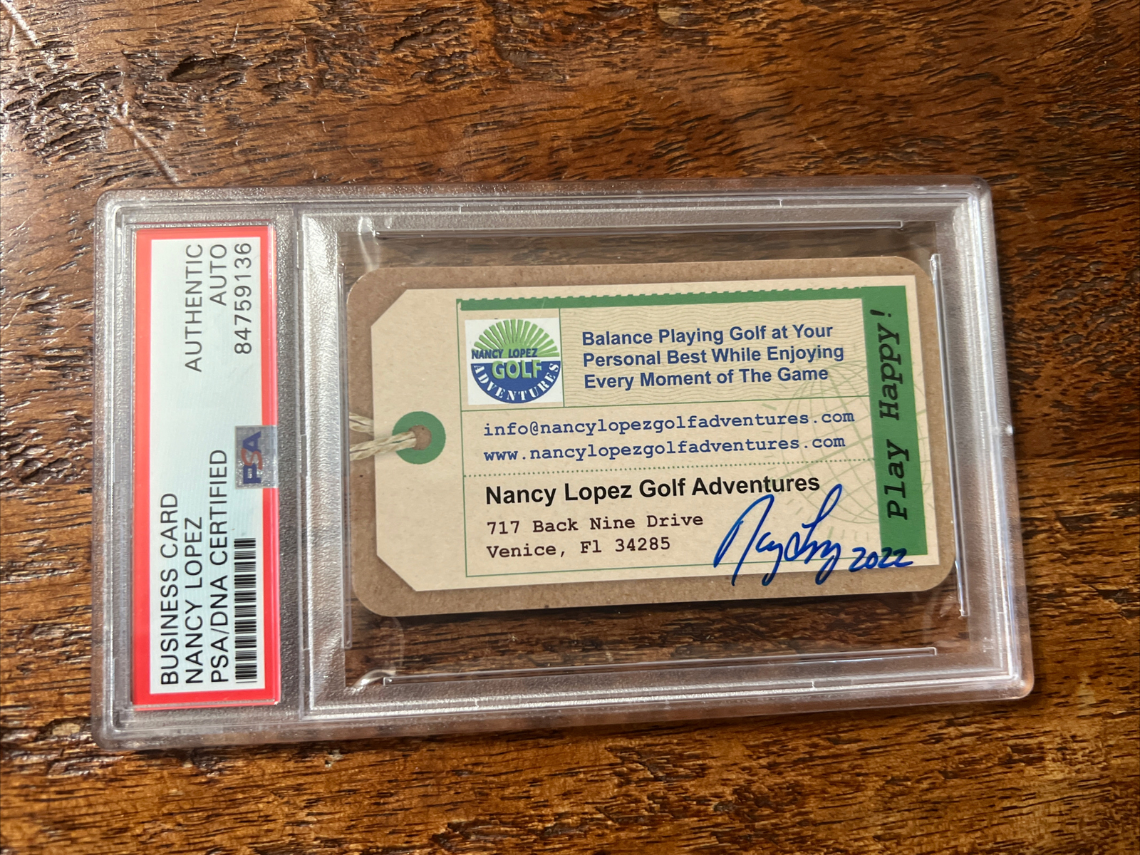 Nancy Lopez Signed Business Card Psa Dna Slabbed Autographed Golf