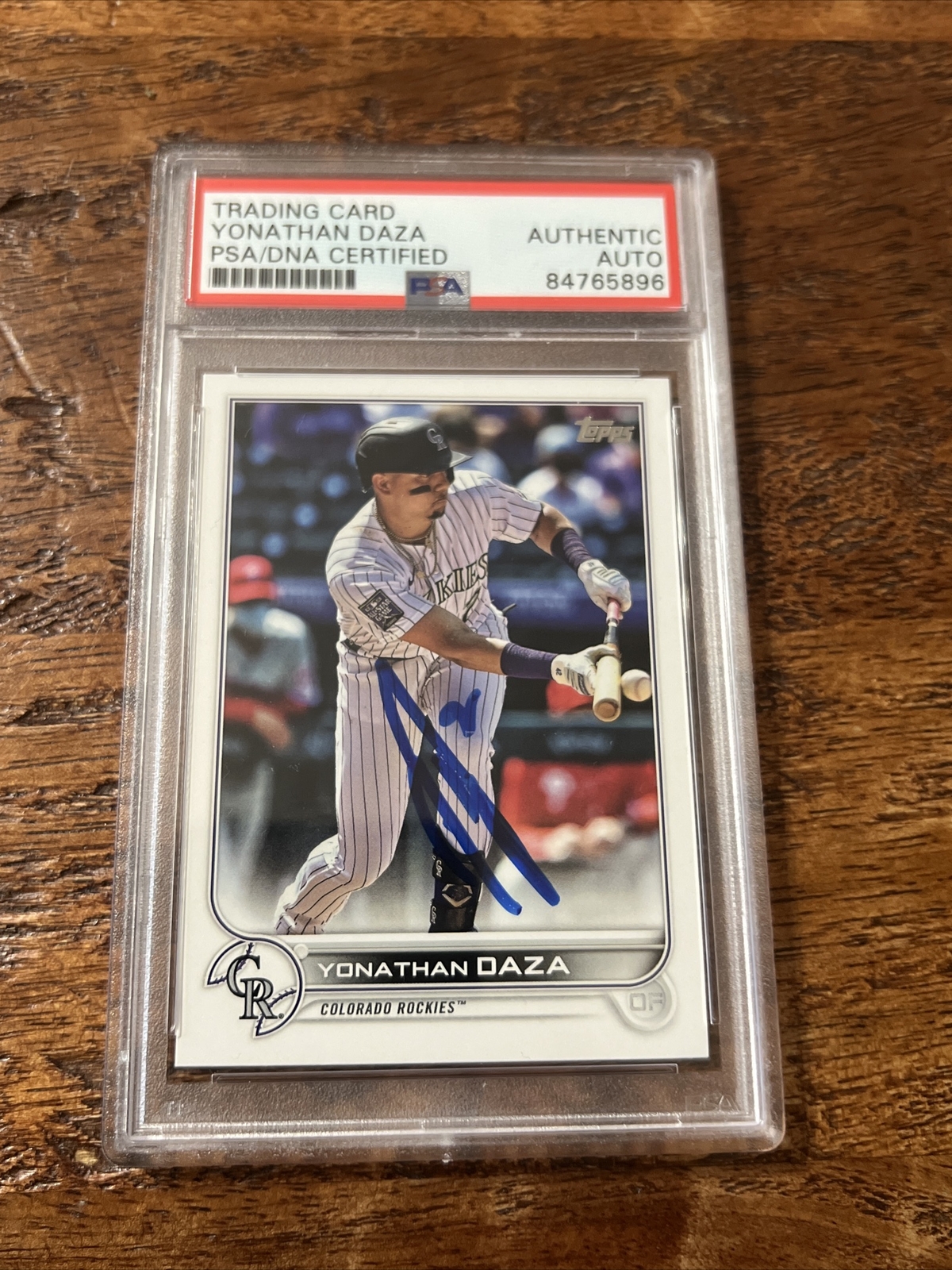 Yonathan Daza IP Signed Topps Card PSA DNA Coa Slab Autographed Rockies