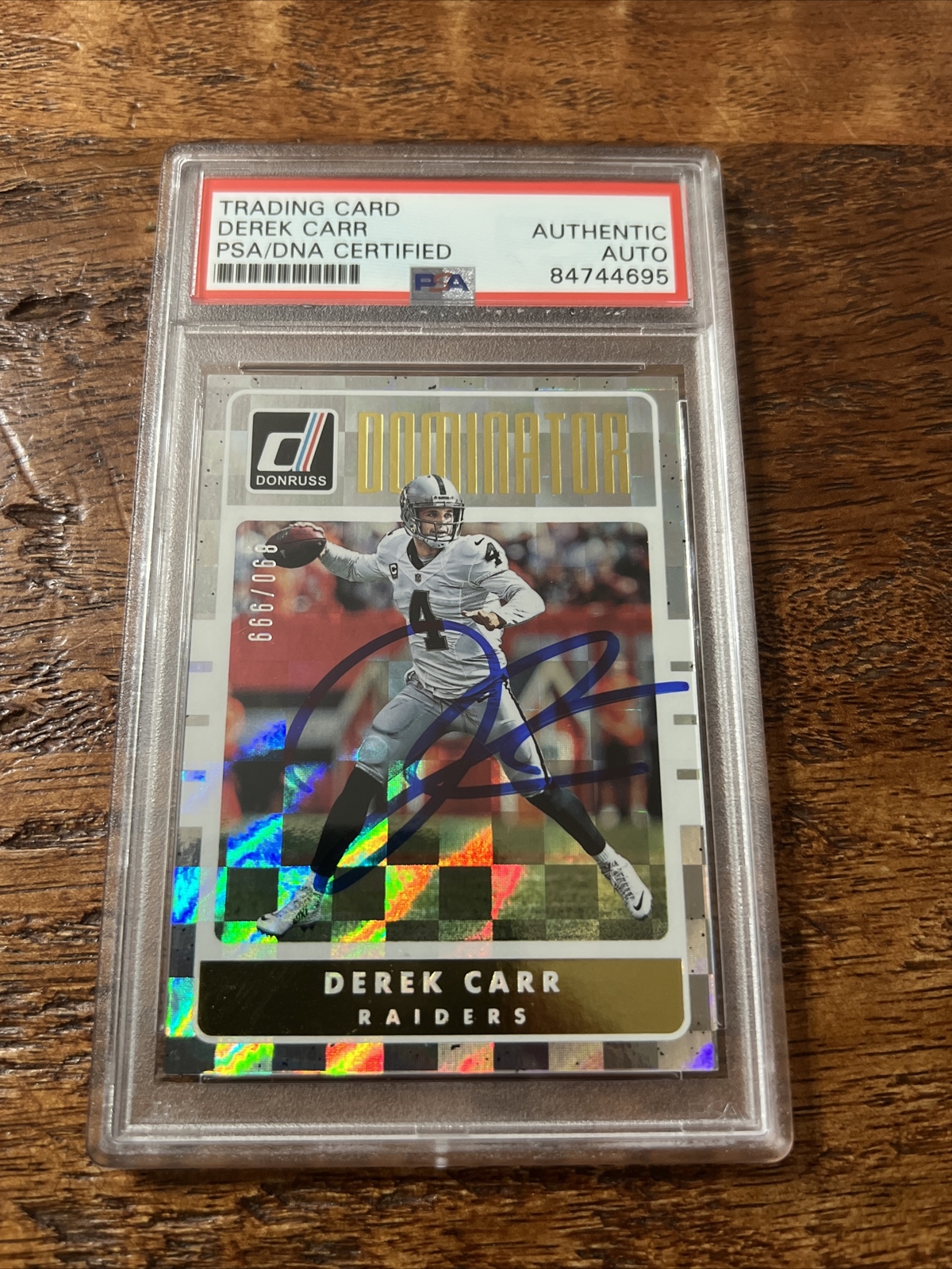 Derek Carr IP Signed Donruss Card PSA DNA Coa Slab Raiders Autographed
