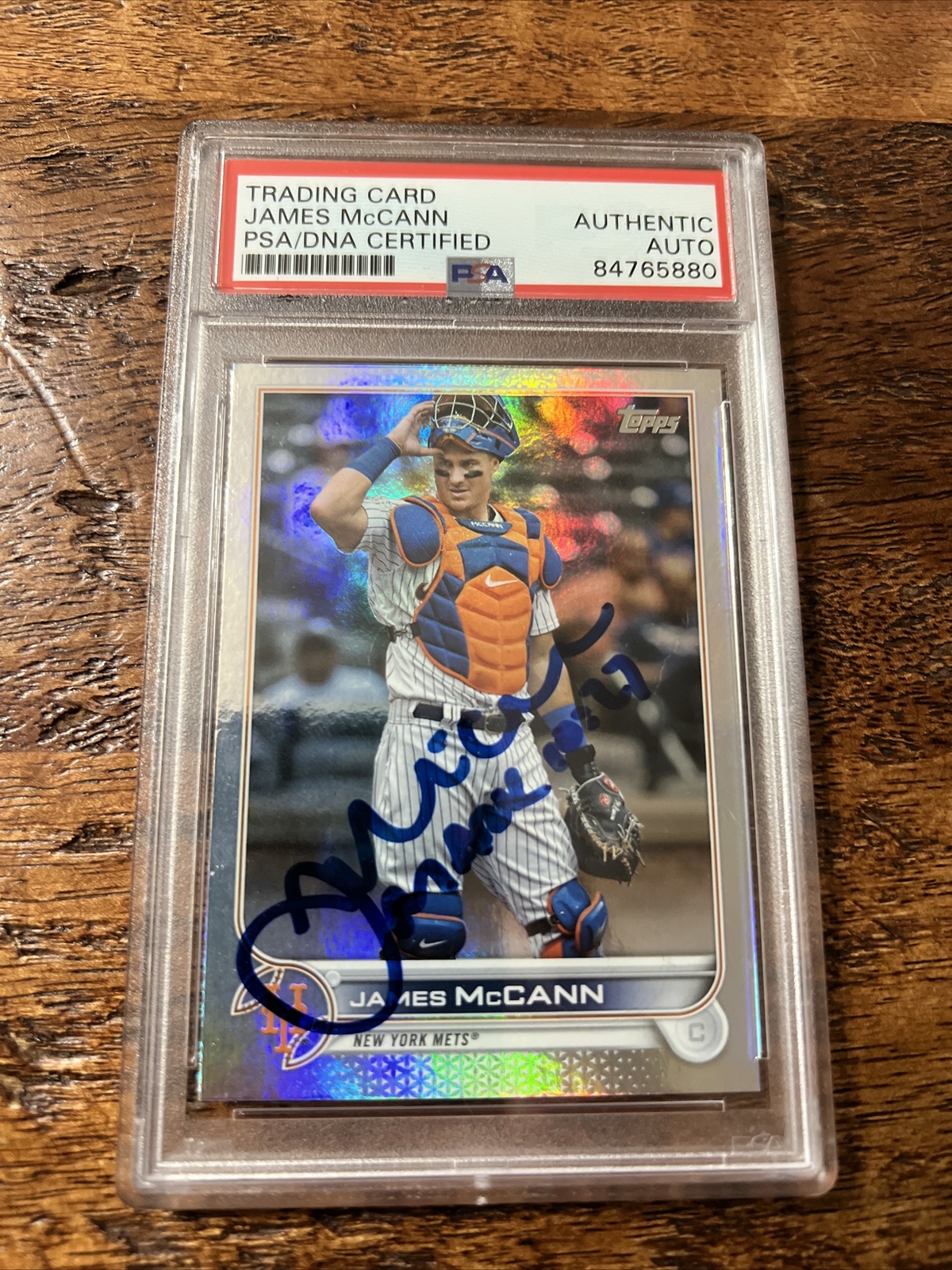 James McCann IP Signed Topps Card Psa Dna Coa Slab Mets Autographed