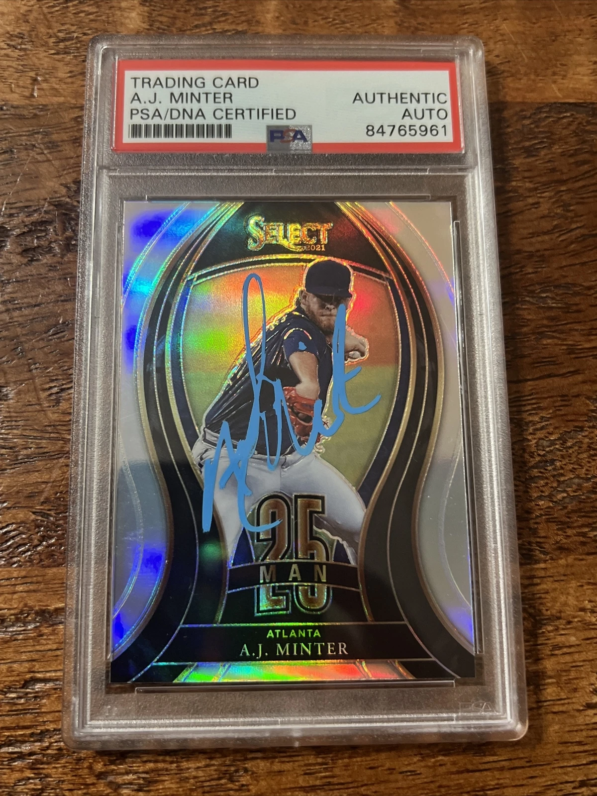 AJ Minter IP Signed Panini Select Card Psa Dna Coa Slab Braves Autographed