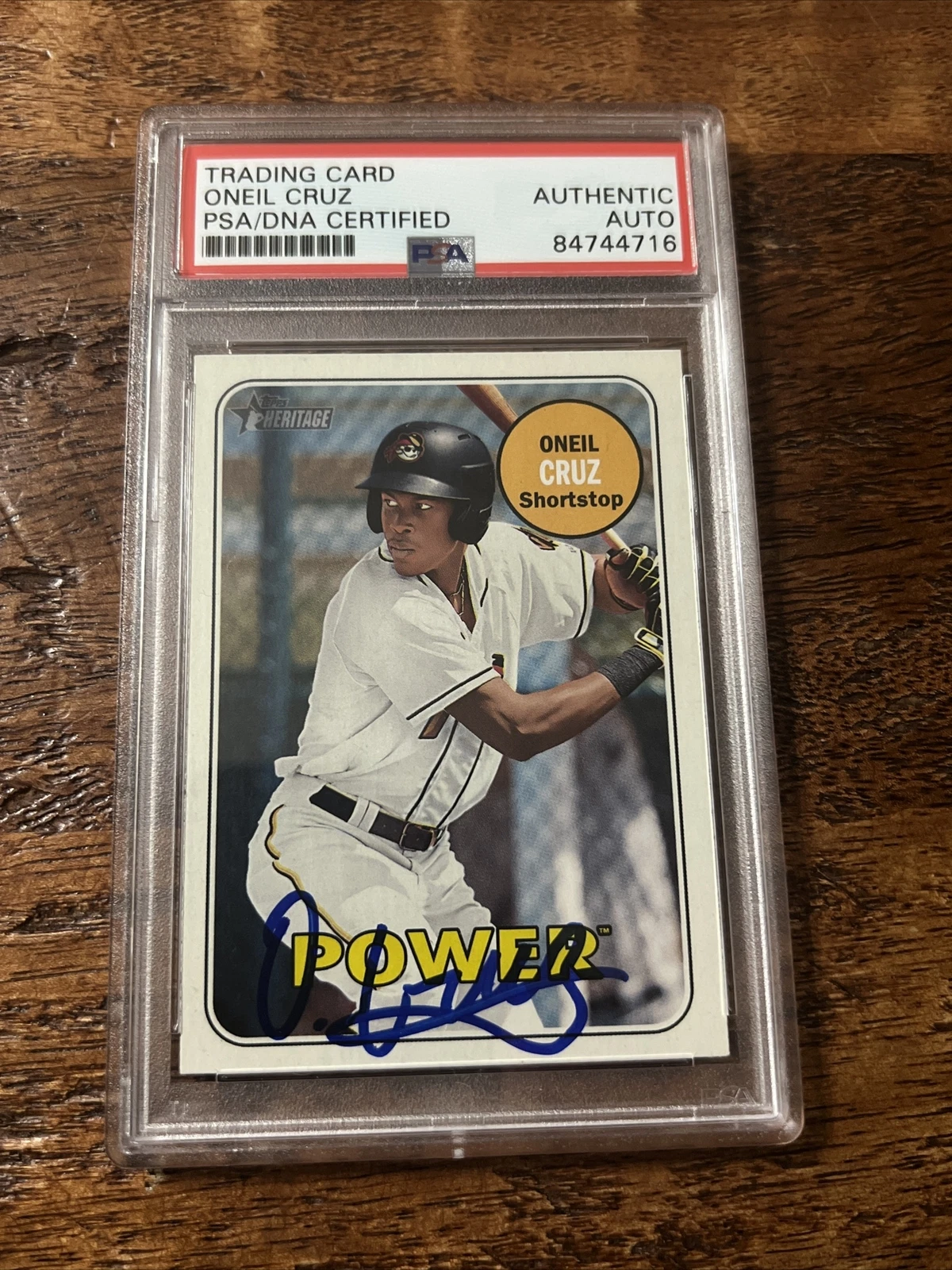 Oneil Cruz IP Signed Topps Heritage Card PSA DNA Coa Slab Pirates Autographed
