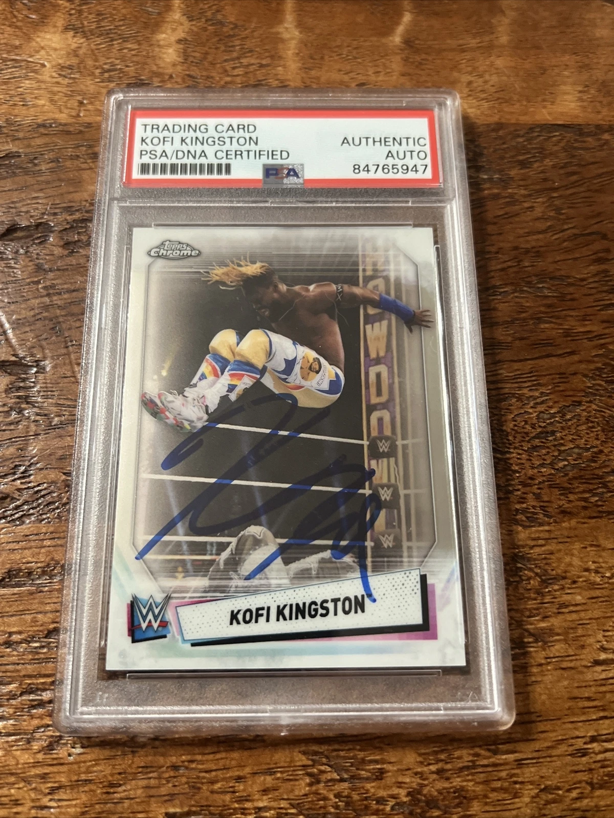 Kofi Kingston IP Signed Topps Chrome Card Psa Dna Coa Slabbed Autographed WWE