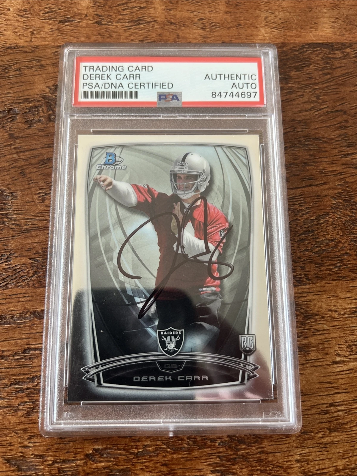 Derek Carr IP Signed Bowman Rookie Card PSA DNA Coa Slab Raiders Autographed