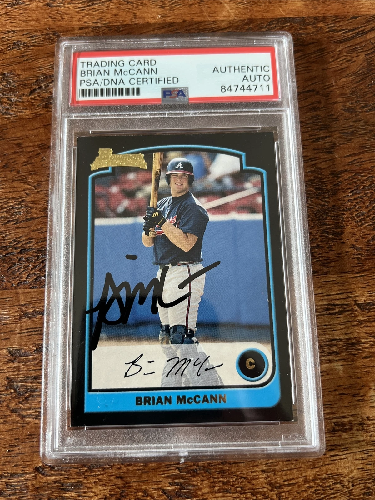 Brian McCann IP Signed 1st Bowman Card Psa Dna Coa Slab Braves Autographed