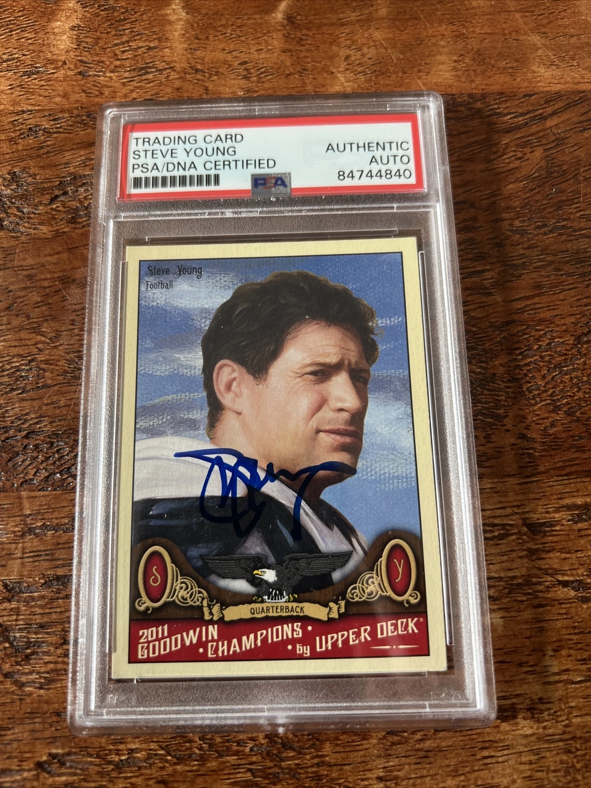Steve Young IP Signed Goodwin Champions Card PSA DNA Coa Slab 49ers Autographed