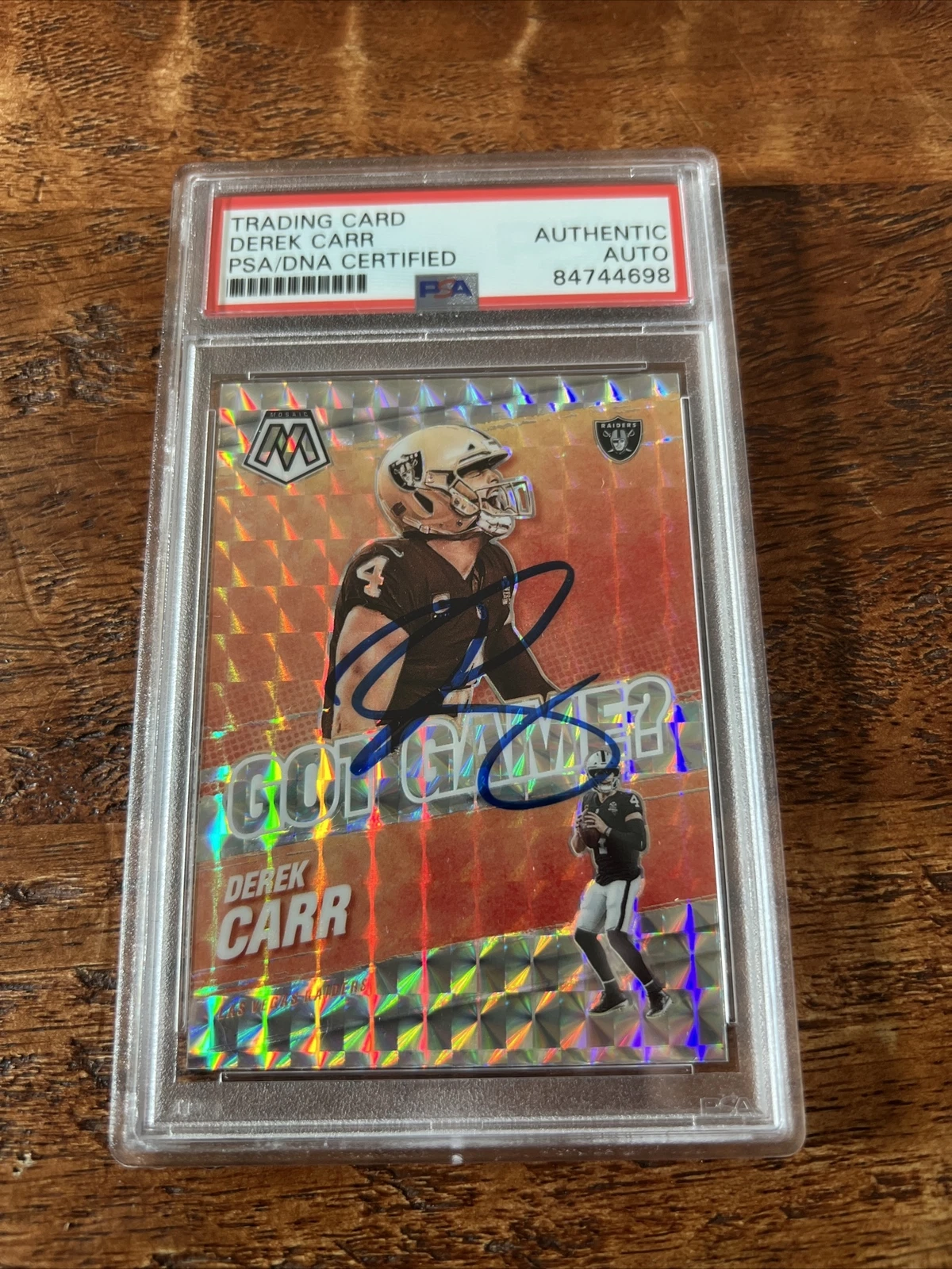 Derek Carr IP Signed Mosaic Card PSA DNA Coa Slab Raiders Autographed