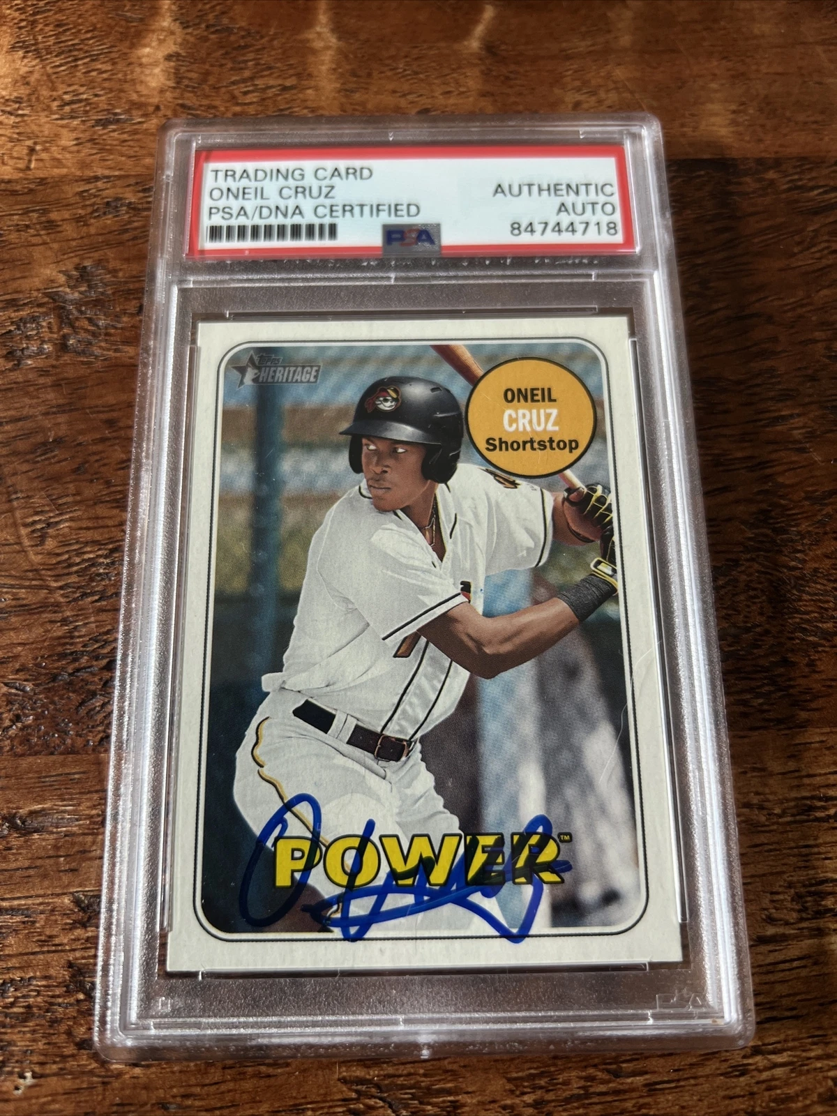 Oneil Cruz IP Signed Topps Heritage Card PSA DNA Coa Slab Pirates Autographed