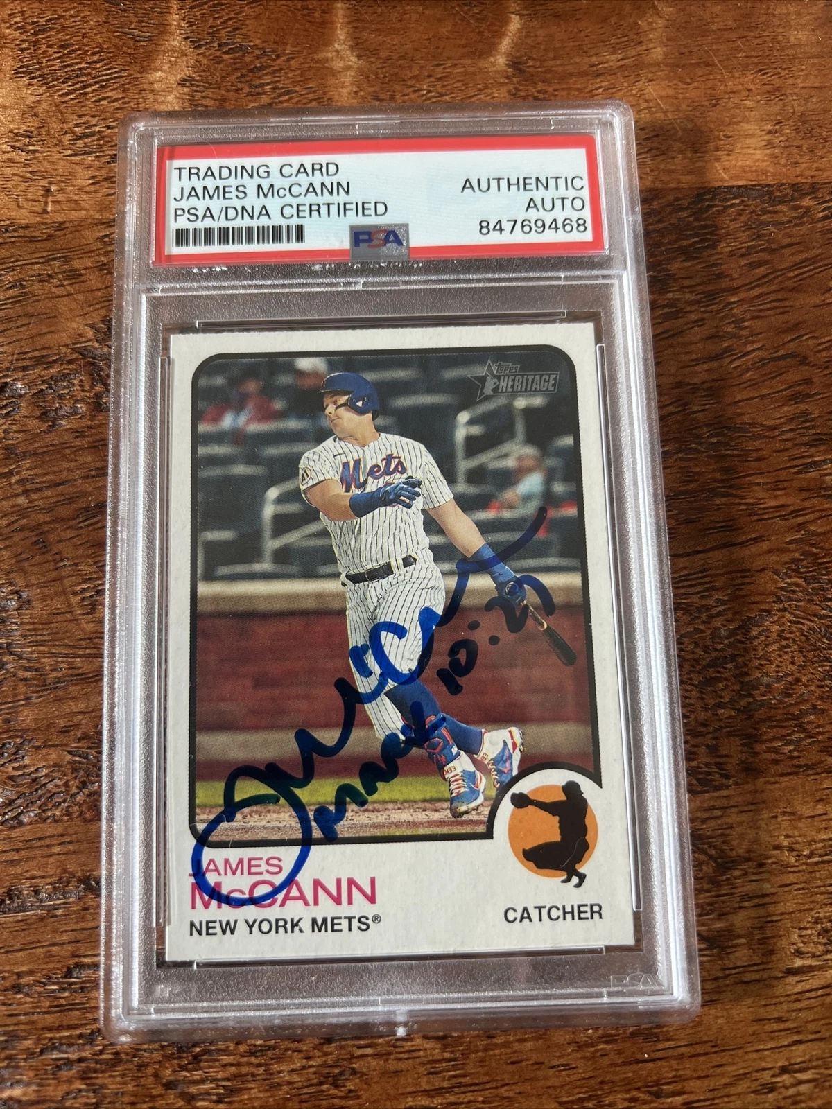 James McCann IP Signed Topps Heritage Card Psa Dna Coa Slab Mets Autographed