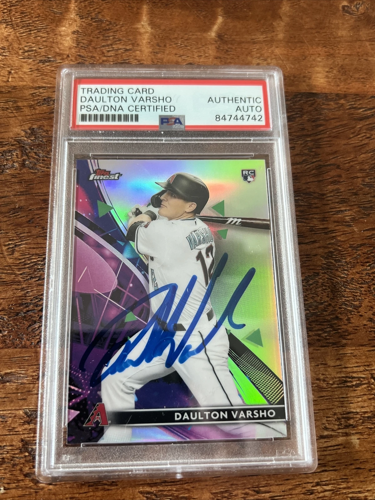Daulton Varsho IP Signed Topps Finest Rookie Card PSA DNA Coa Slab Autographed