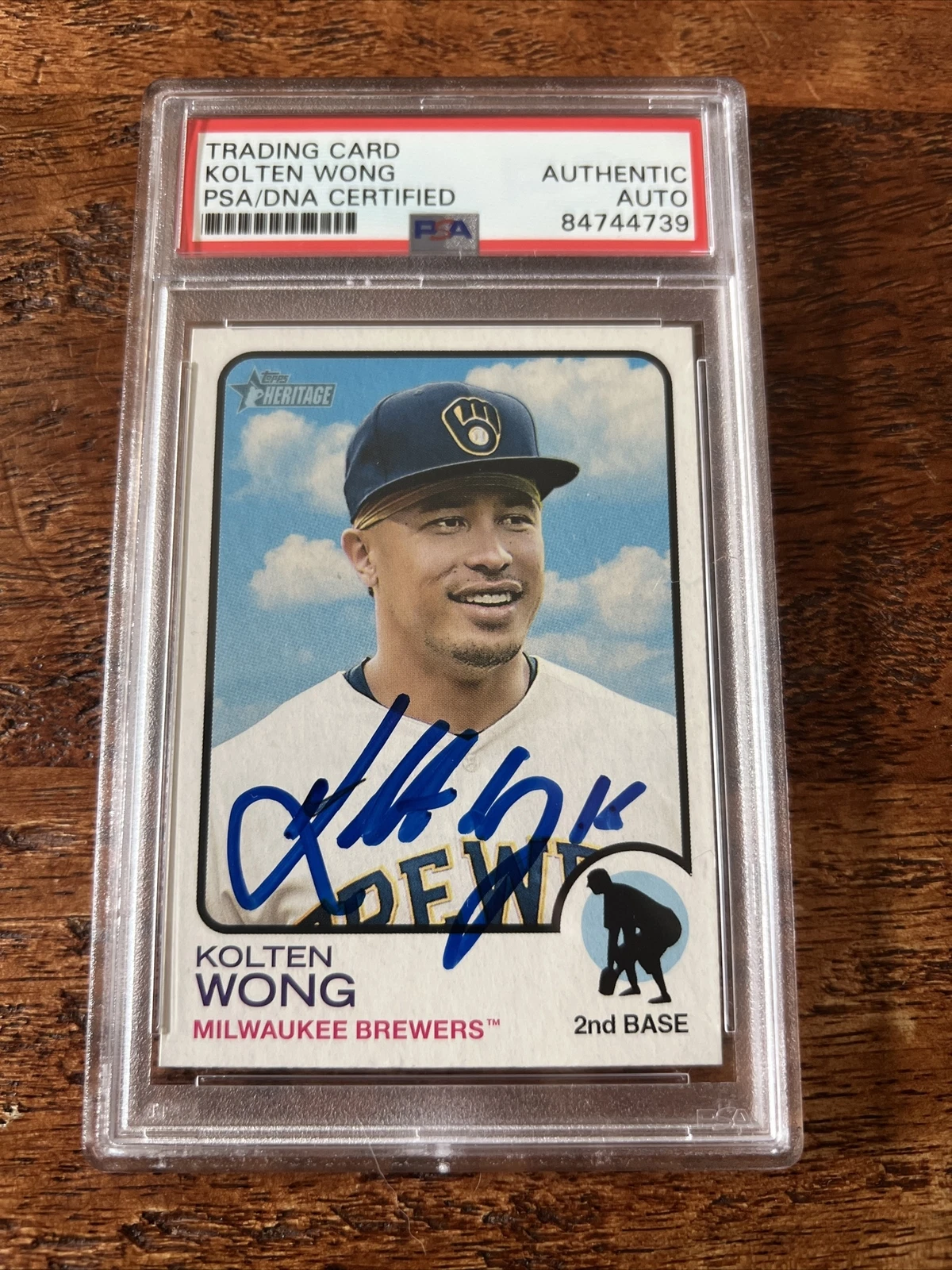 Kolten Wong IP Signed Topps Heritage Card PSA DNA Coa Slab Brewers Autographed