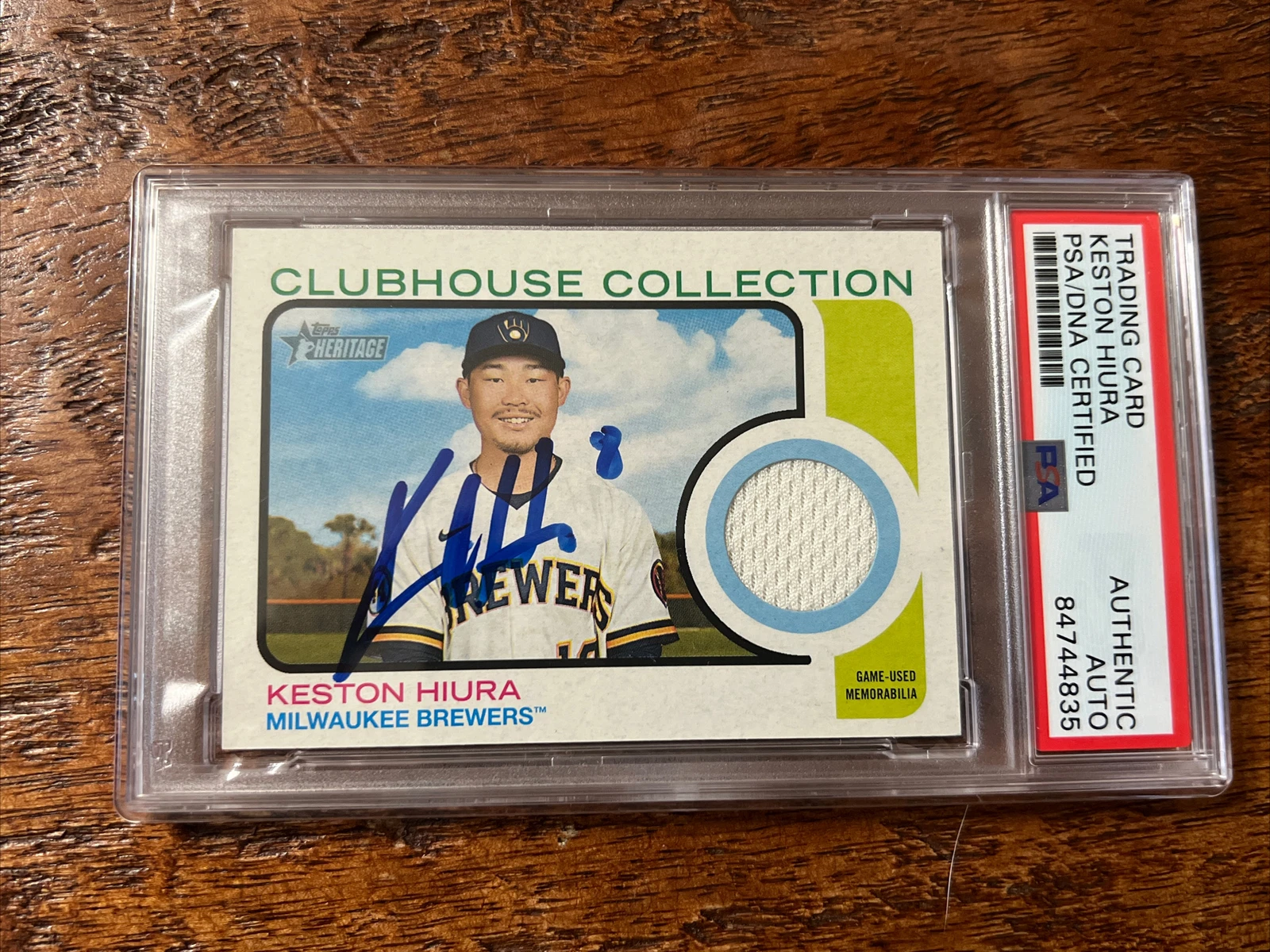 Keston Hiura Signed Topps Heritage Jersey Card PSA DNA Coa Slab Autographed