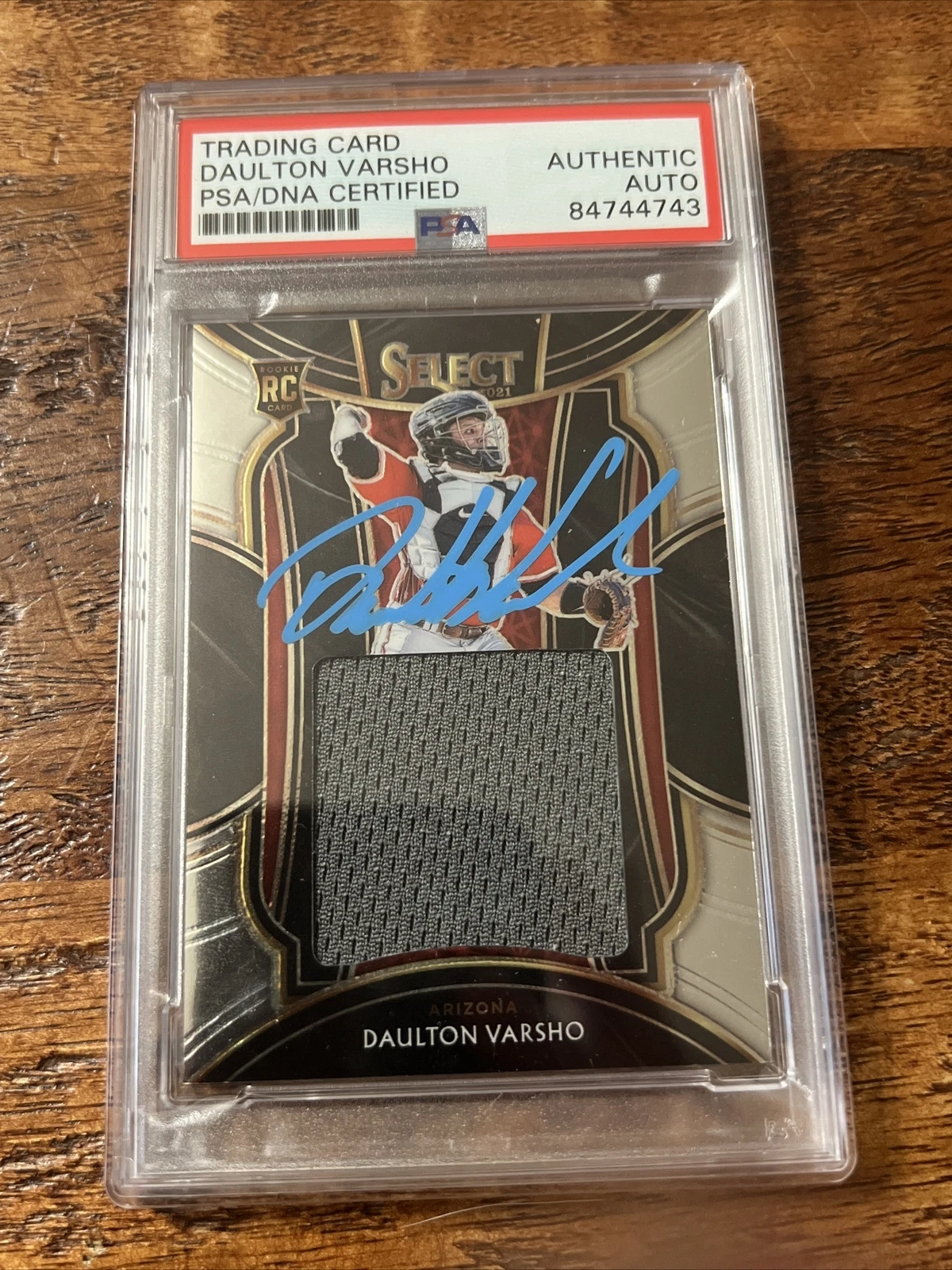 Daulton Varsho IP Signed Select Game Used Jersey Rookie Card PSA DNA Coa Slab