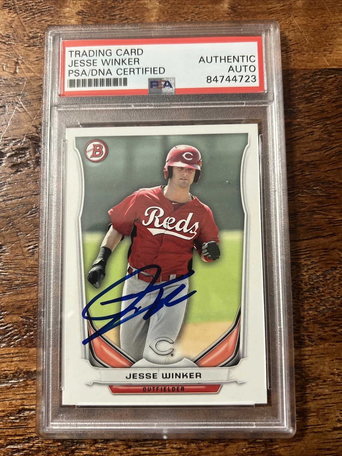 Jesse Winker IP Signed Bowman Card Psa Dna Coa Slab Autographed Reds