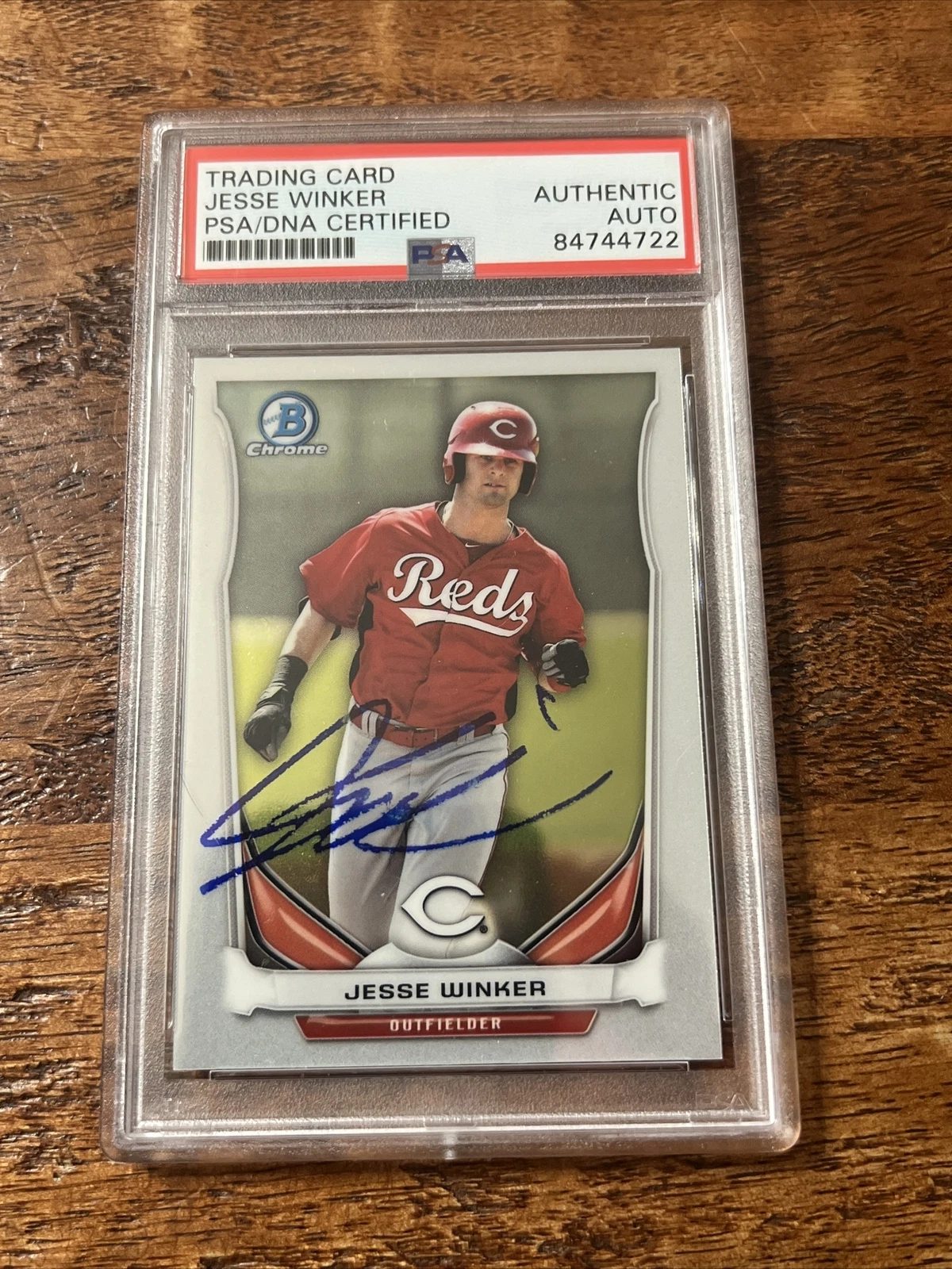 Jesse Winker IP Signed Bowman Chrome Card Psa Dna Coa Slab Autographed Reds