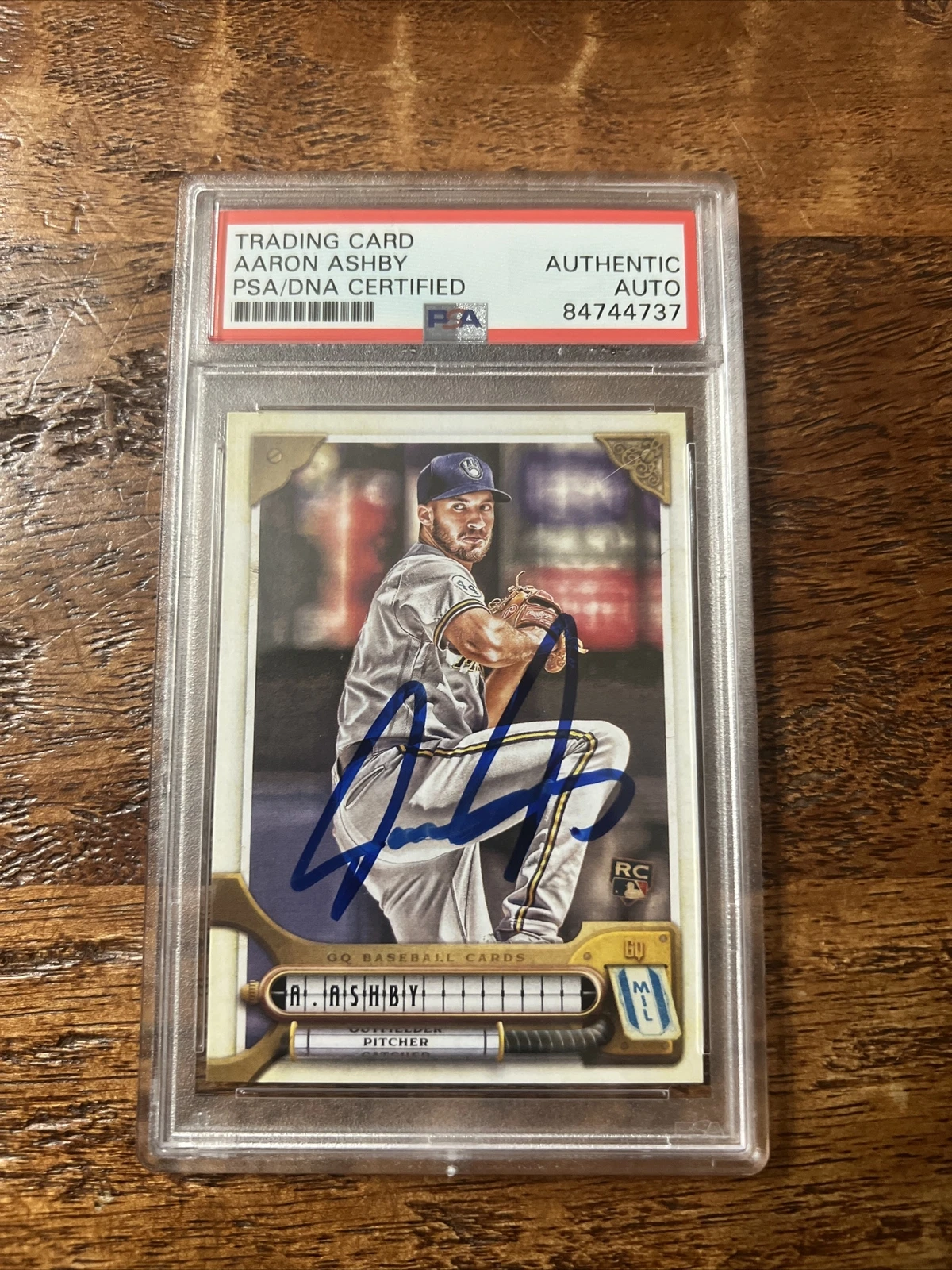 Aaron Ashby IP Signed Gypsy Queen RC Card Psa Dna Coa Slab Brewers Autographed