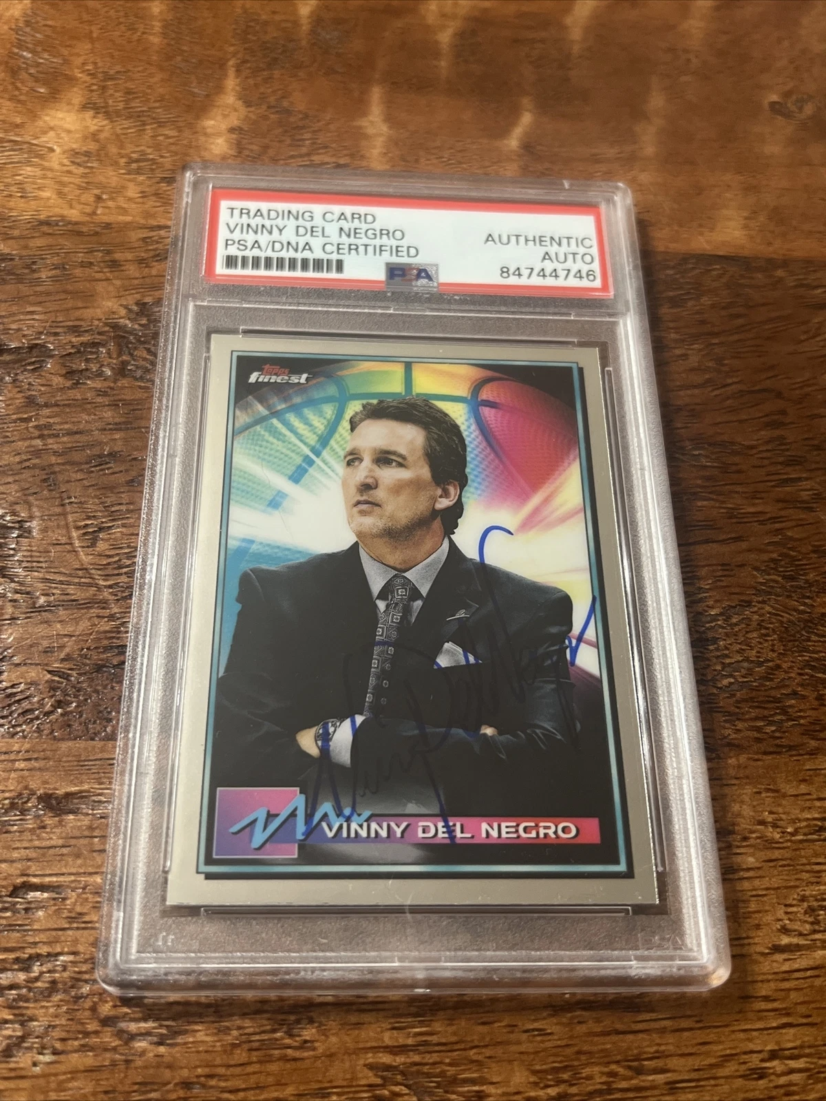 Vinny Del Negro IP Signed Topps Finest Card Psa Dna Coa Slab Autographed Spurs