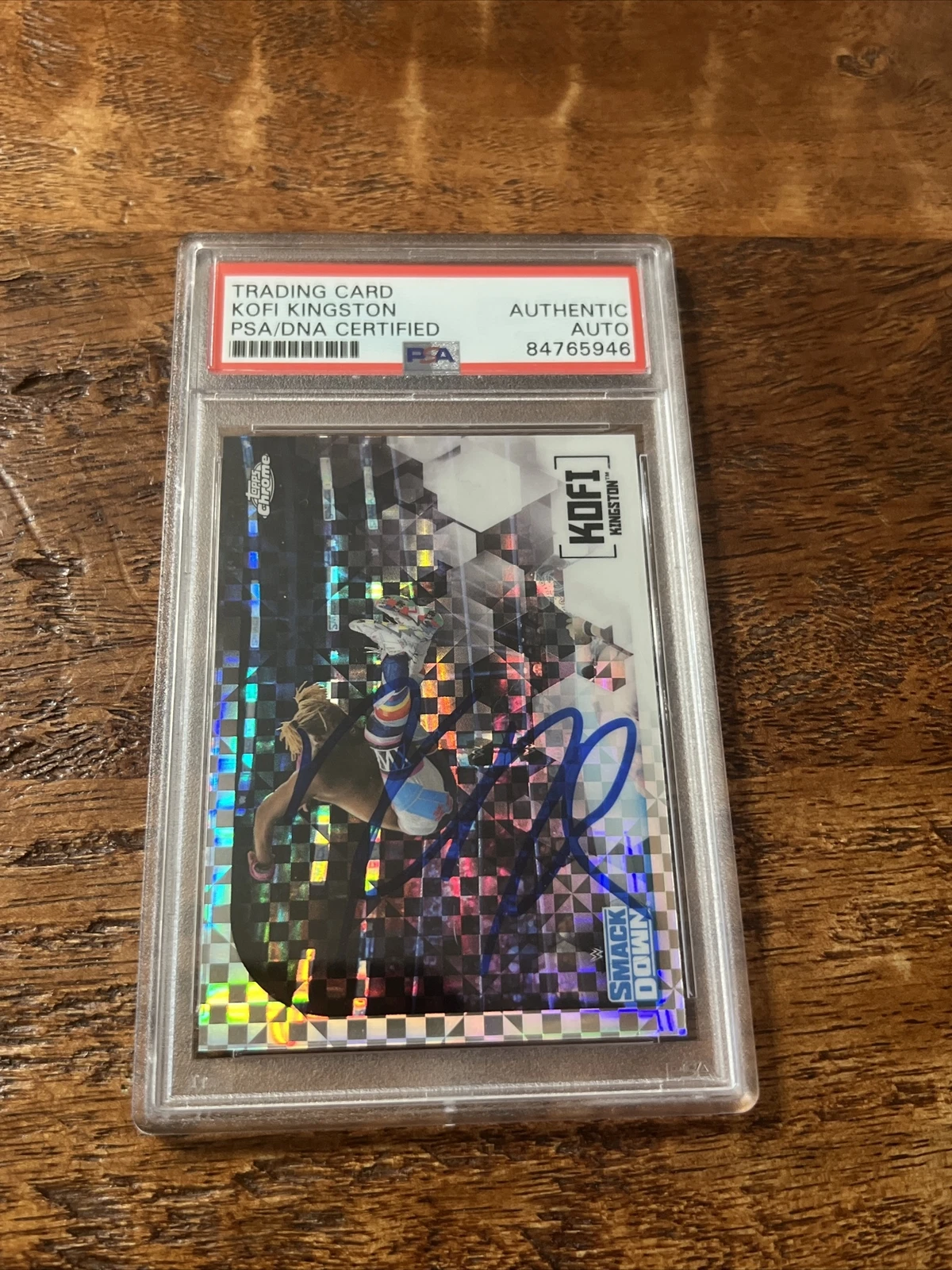 Kofi Kingston IP Signed Topps Chrome Card Psa Dna Coa Slabbed Autographed WWE