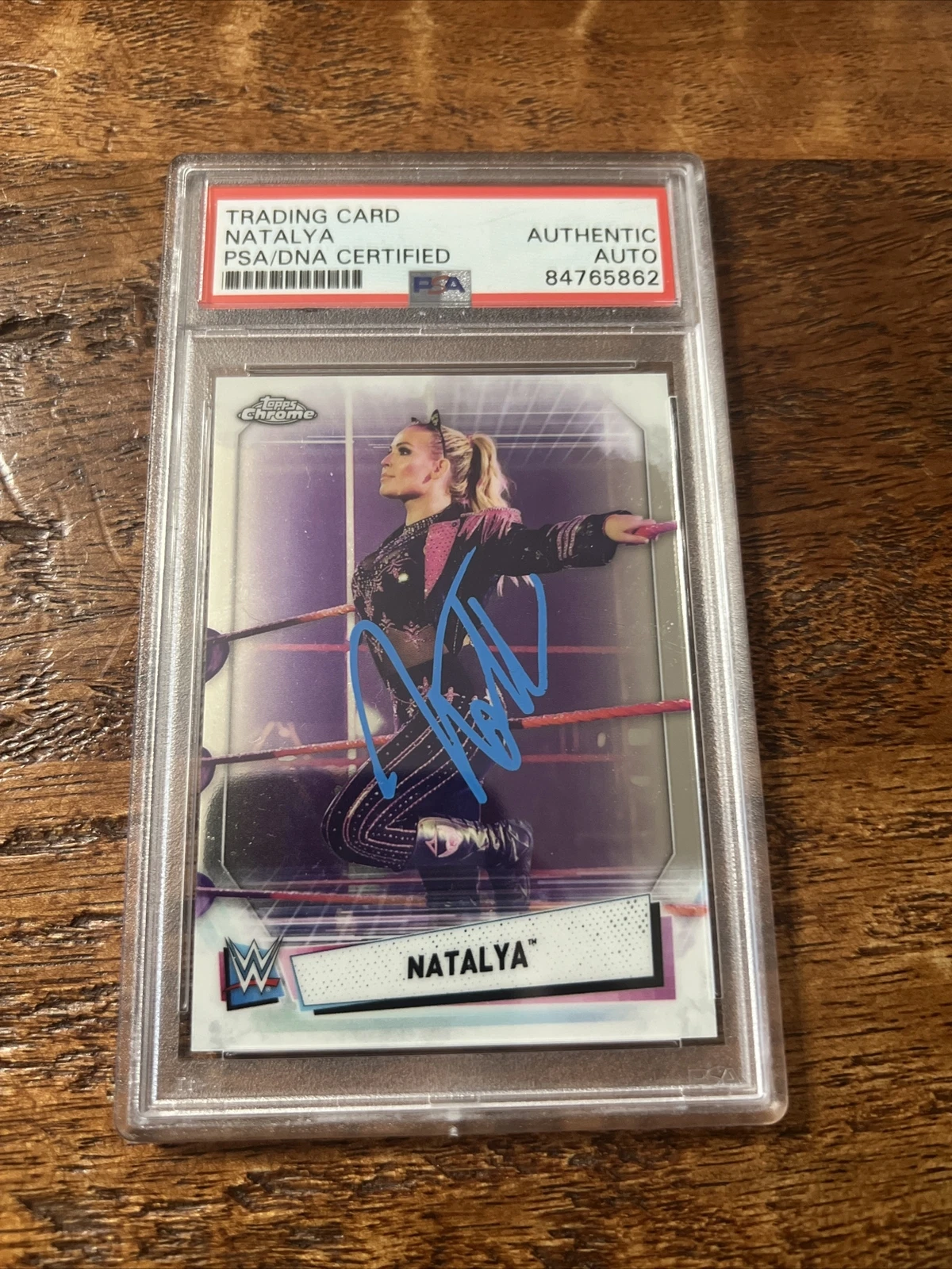 Natalya IP Signed Topps Chrome Card Psa Dna Coa Slab Autographed WWE