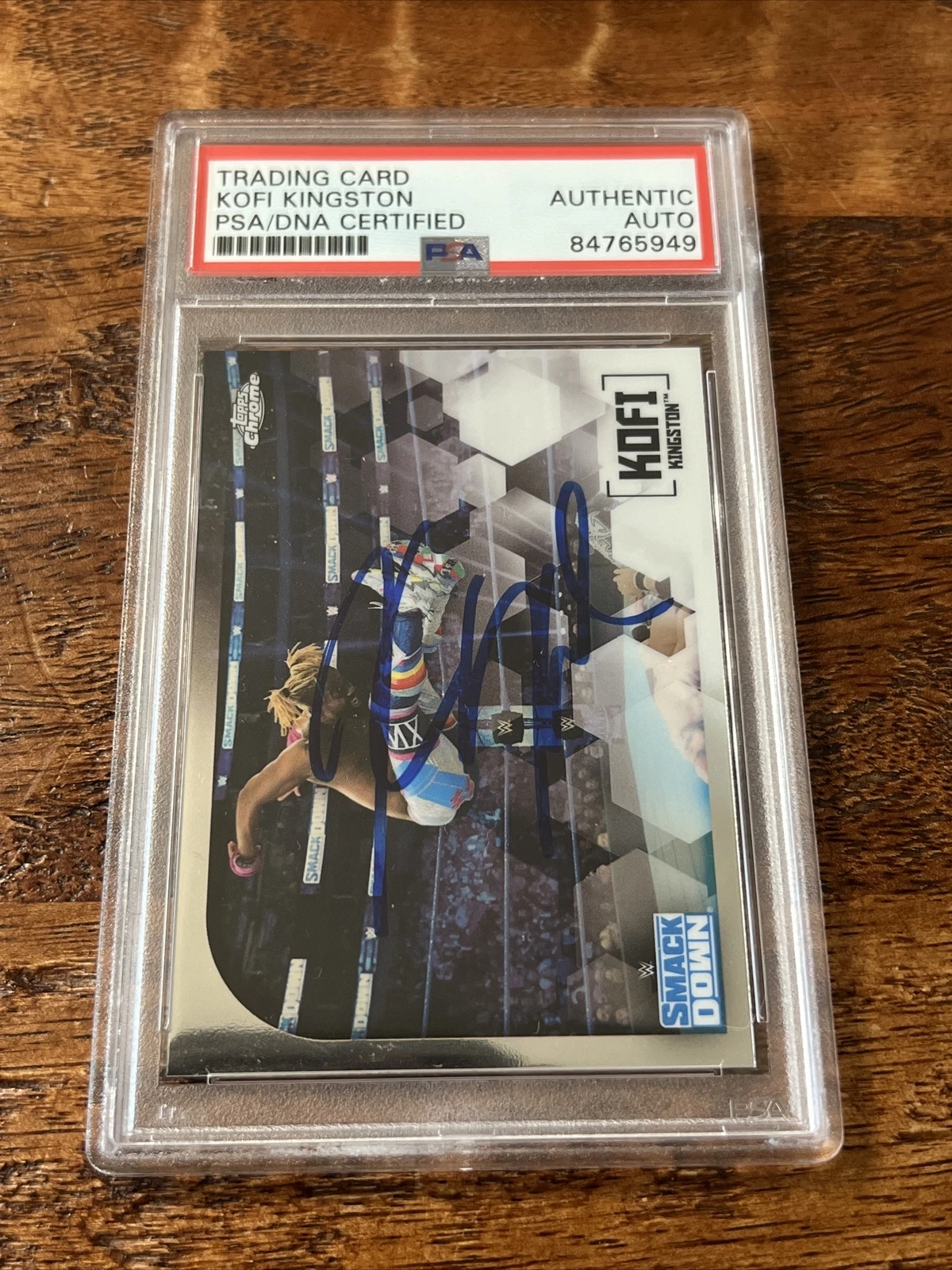 Kofi Kingston IP Signed Topps Chrome Card Psa Dna Coa Slabbed Autographed WWE