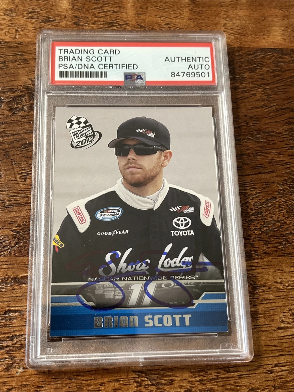 Brian Scott IP Signed Press Pass Card PSA DNA Coa Slabbed NASCAR Autographed