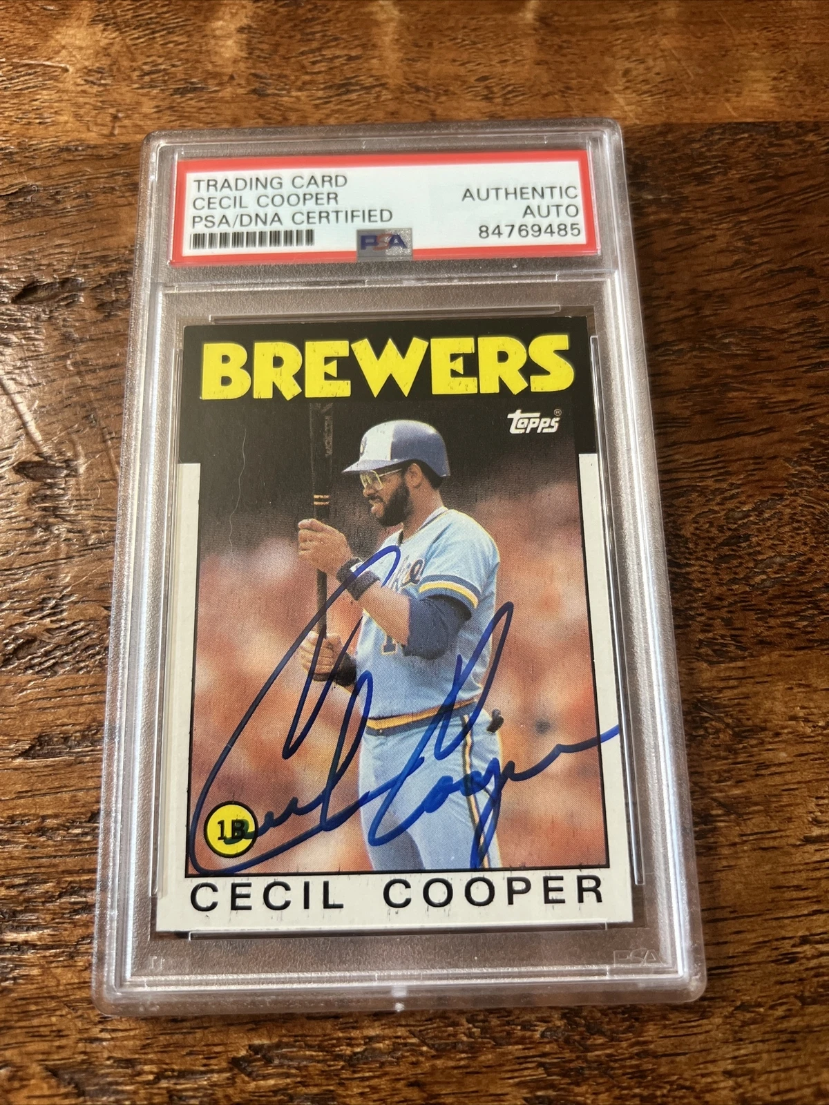 Cecil Cooper IP Signed Topps Card PSA DNA Coa Slab Autographed Brewers