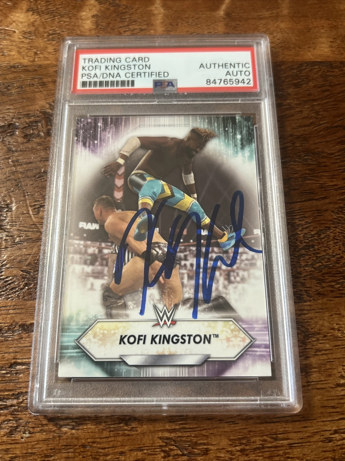 Kofi Kingston IP Signed Topps Card Psa Dna Coa Slabbed Autographed WWE