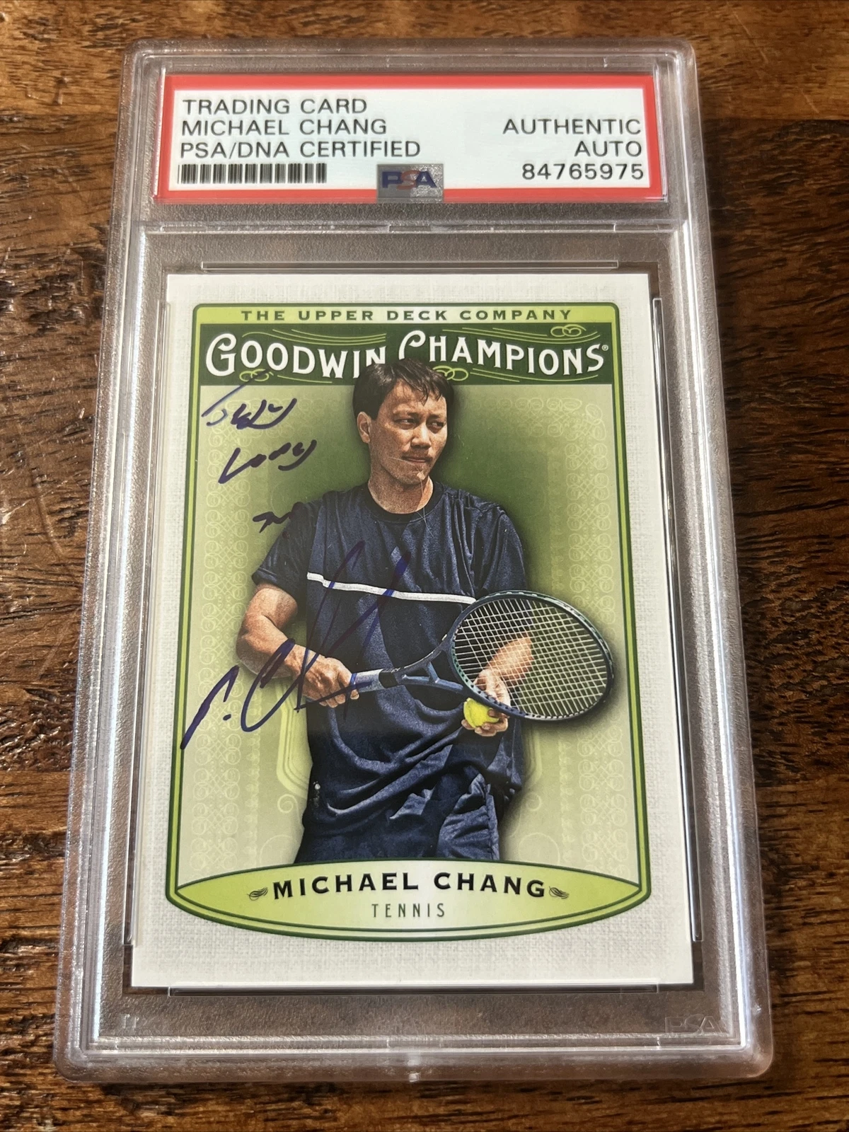 Michael Chang IP Signed Goodwin Champions Card Psa Dna Coa Slabbed Auto Tennis