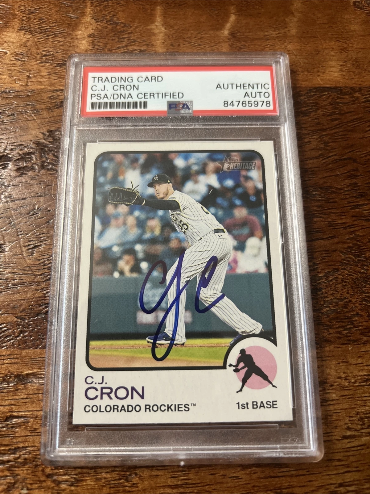 Cj Cron IP Signed Topps Heritage Card Psa Dna Coa Slab Rockies Autographed