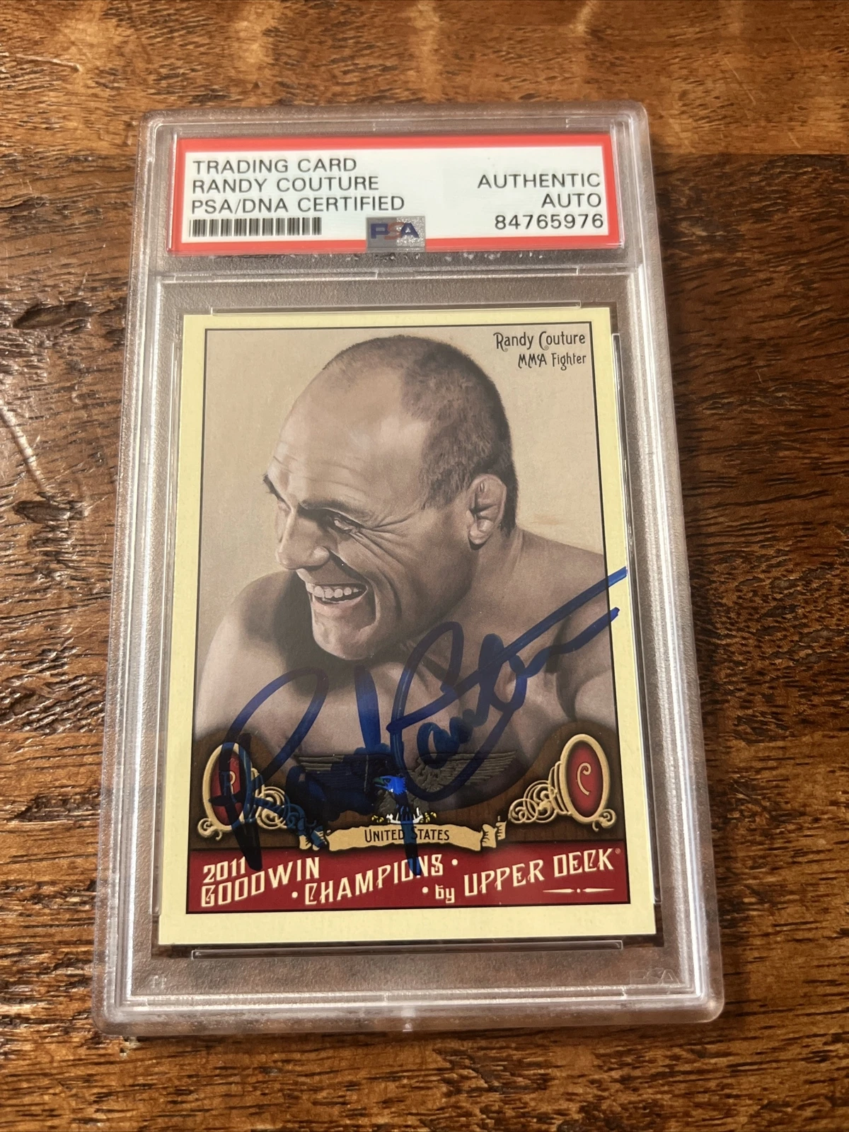 Randy Couture IP Signed Goodwin Champions Card Psa Dna Coa Slab Autographed UFC