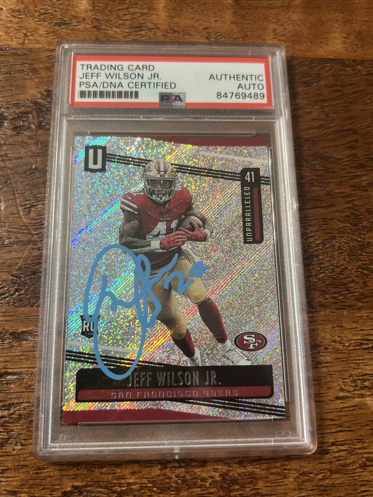 Jeff Wilson Jr IP Signed Unparalleled RC Card PSA DNA Coa Slab 49ers Autographed
