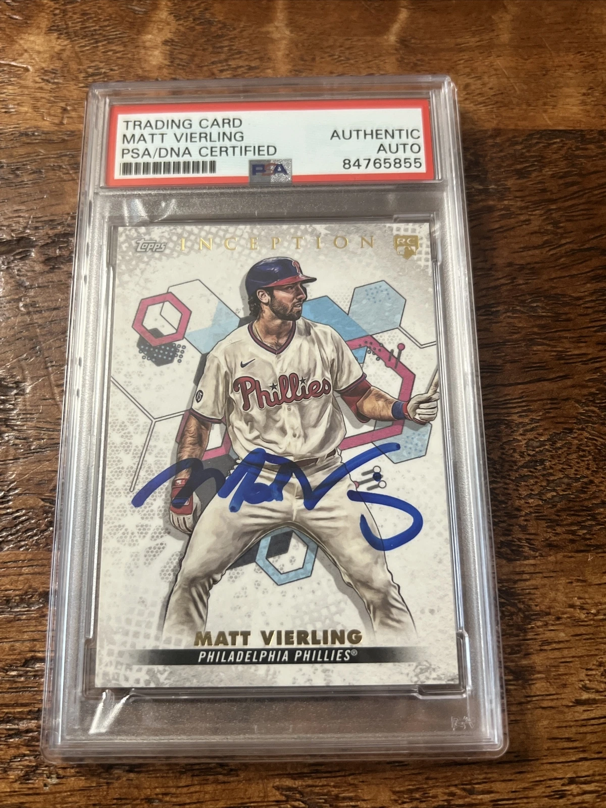 Matt Vierling IP Signed Topps Inception RC Card Psa Dna Coa Slabbed Phillies