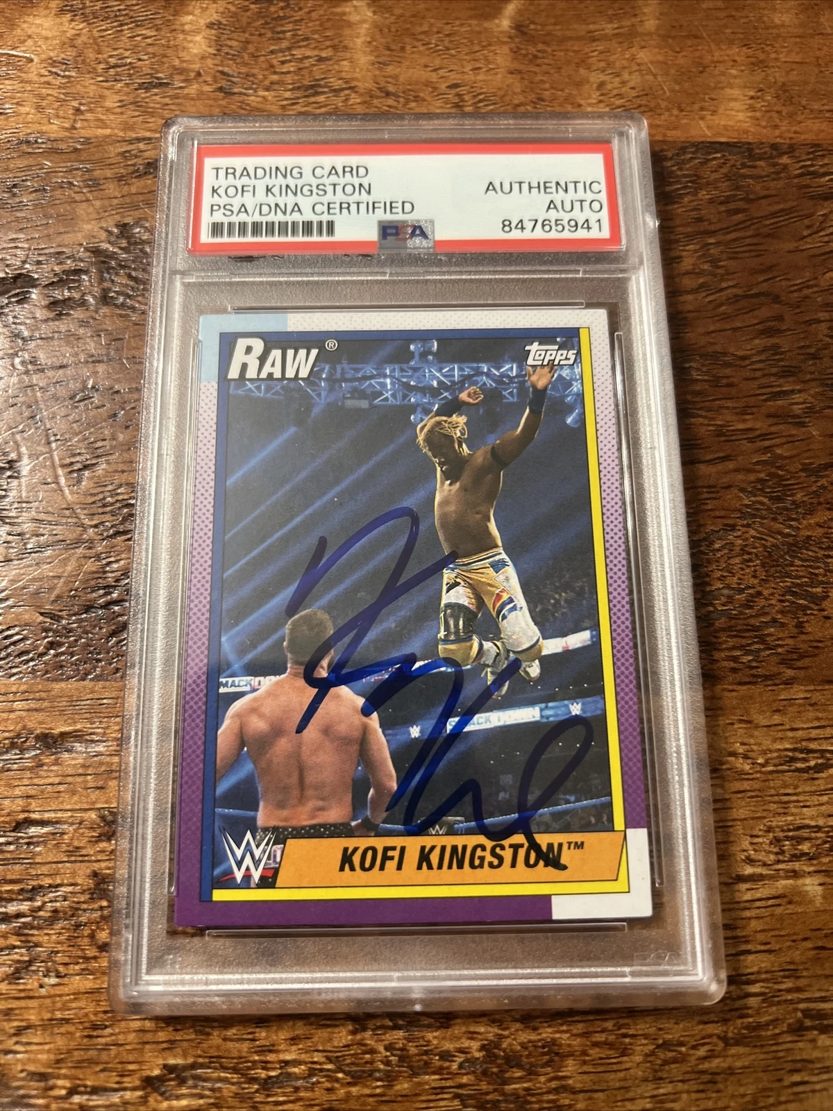 Kofi Kingston IP Signed Topps Card Psa Dna Coa Slabbed Autographed WWE