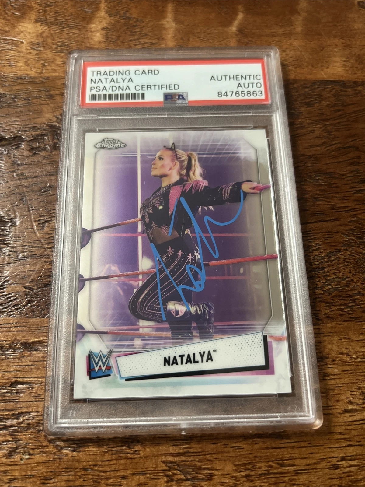 Natalya IP Signed Topps Chrome Card Psa Dna Coa Slab Autographed WWE
