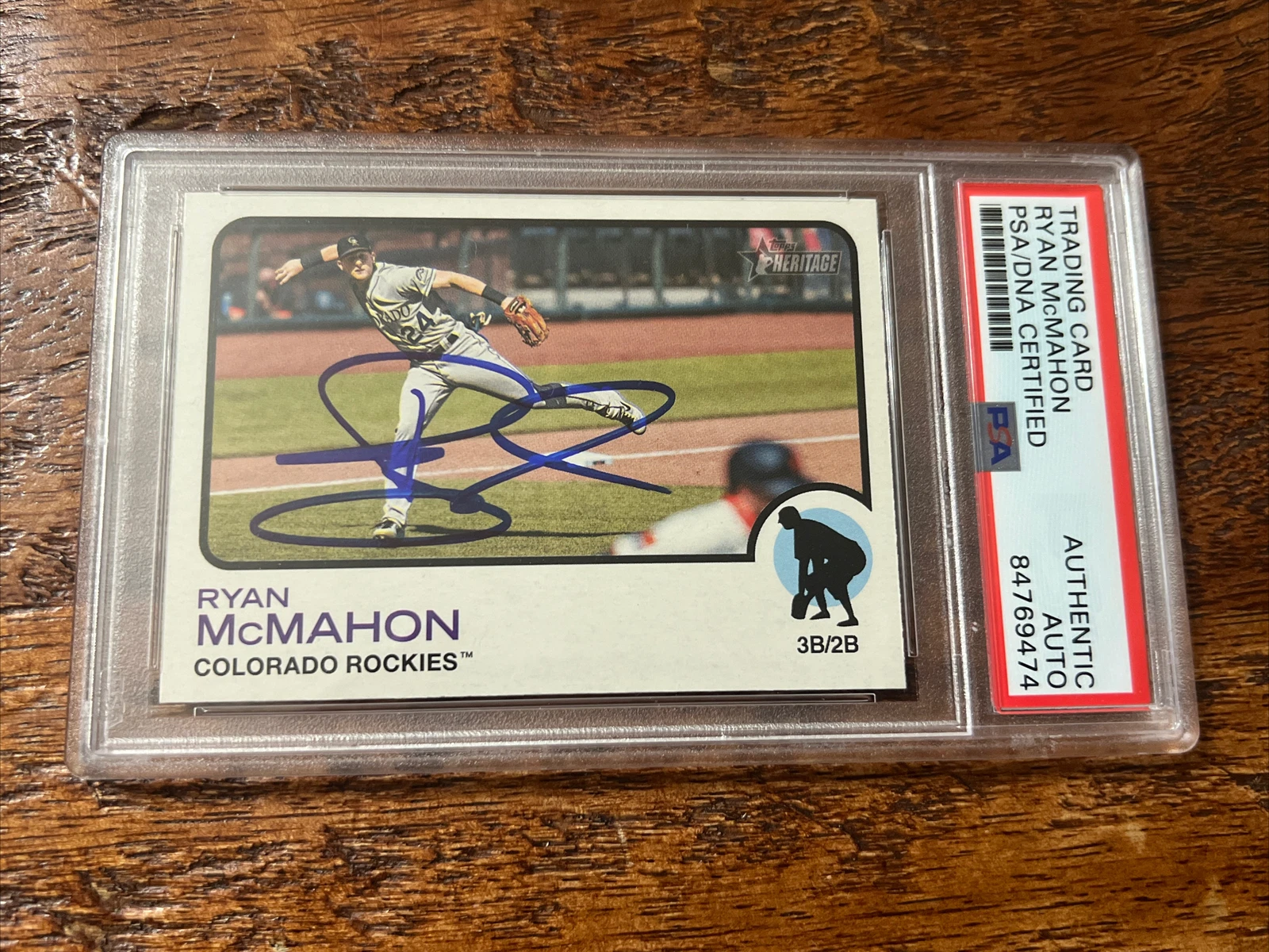Ryan McMahon IP Signed Topps Heritage Card PSA DNA Coa Slab Rockies Autographed