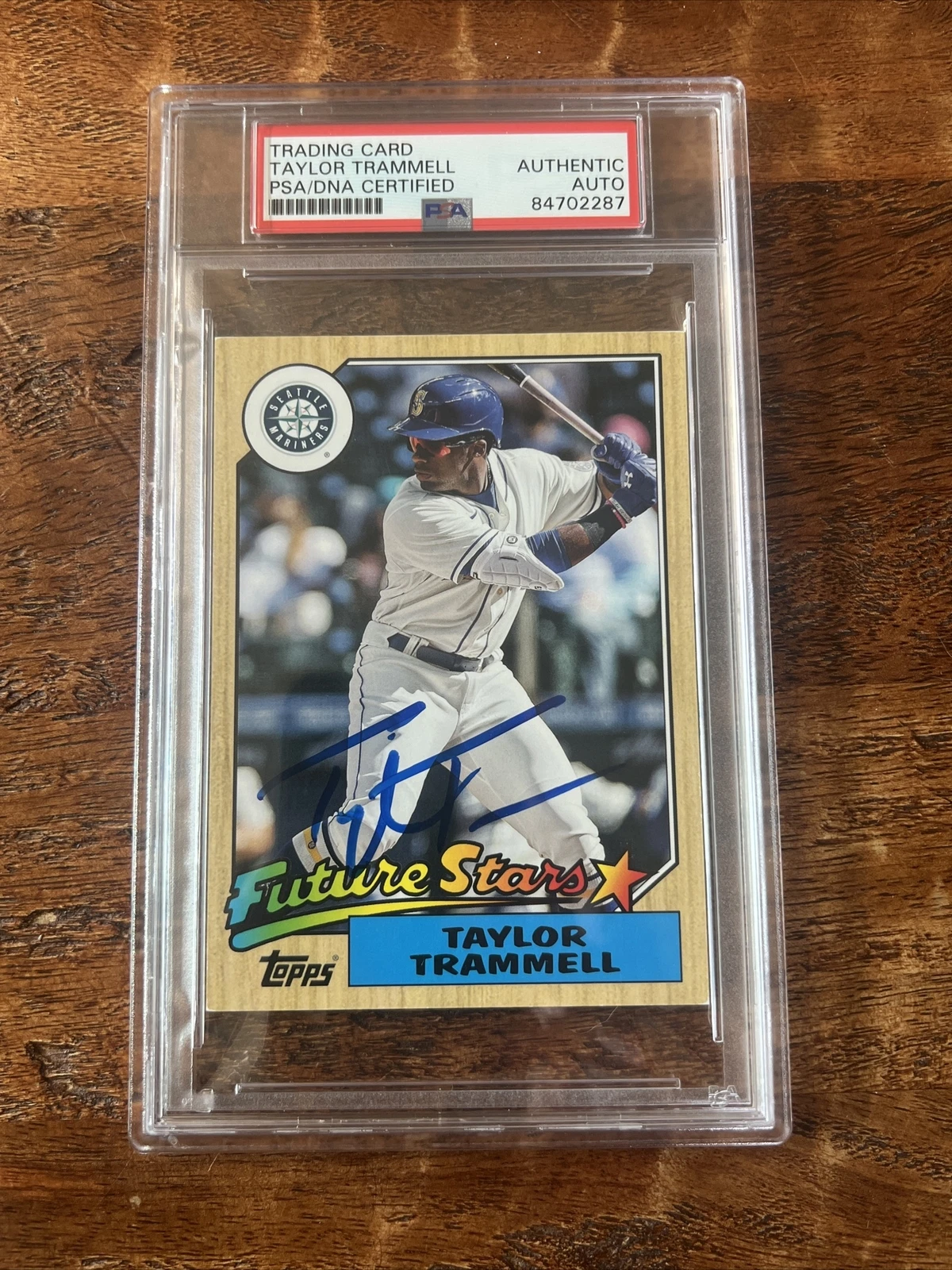 Taylor Trammell IP Signed Topps Box Topper Card Psa Dna Coa Slabbed Mariners