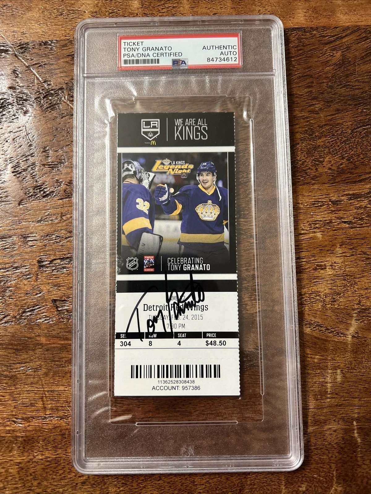 Tony Granato Signed Ticket Stub PSA DNA Coa Slabbed Encapsulated Kings
