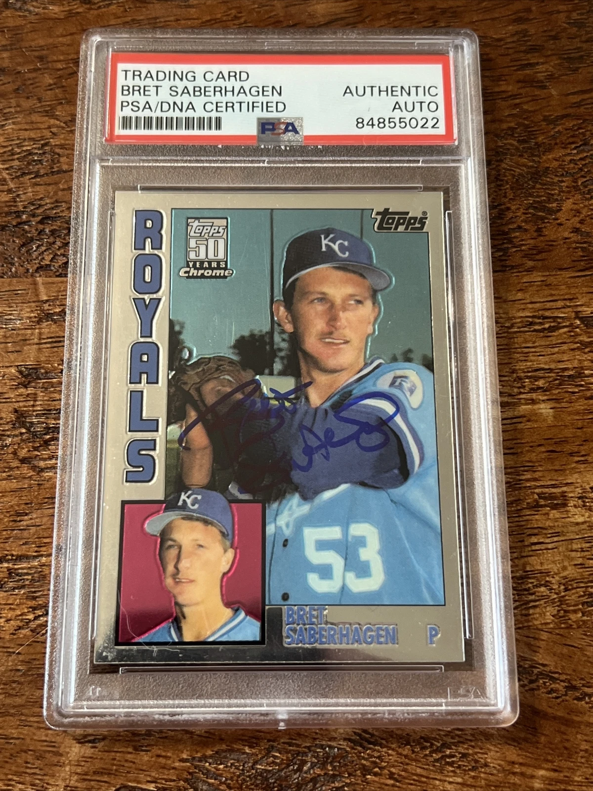 Bret Saberhagen IP Signed Topps Chrome Card PSA DNA Coa Slab Autographed Royals
